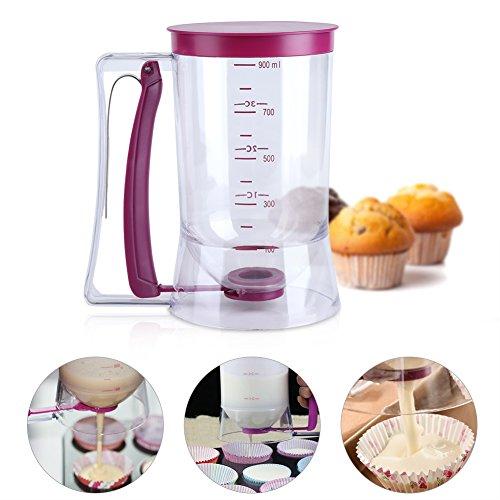 Yosoo Yosoo 900ml Batter Dispenser, Pancake Cupcake Baking Tool, for Cupcakes, Muffins, Creeps Cakes, Waffles, Pour Dough Evenly with Measuring Label
