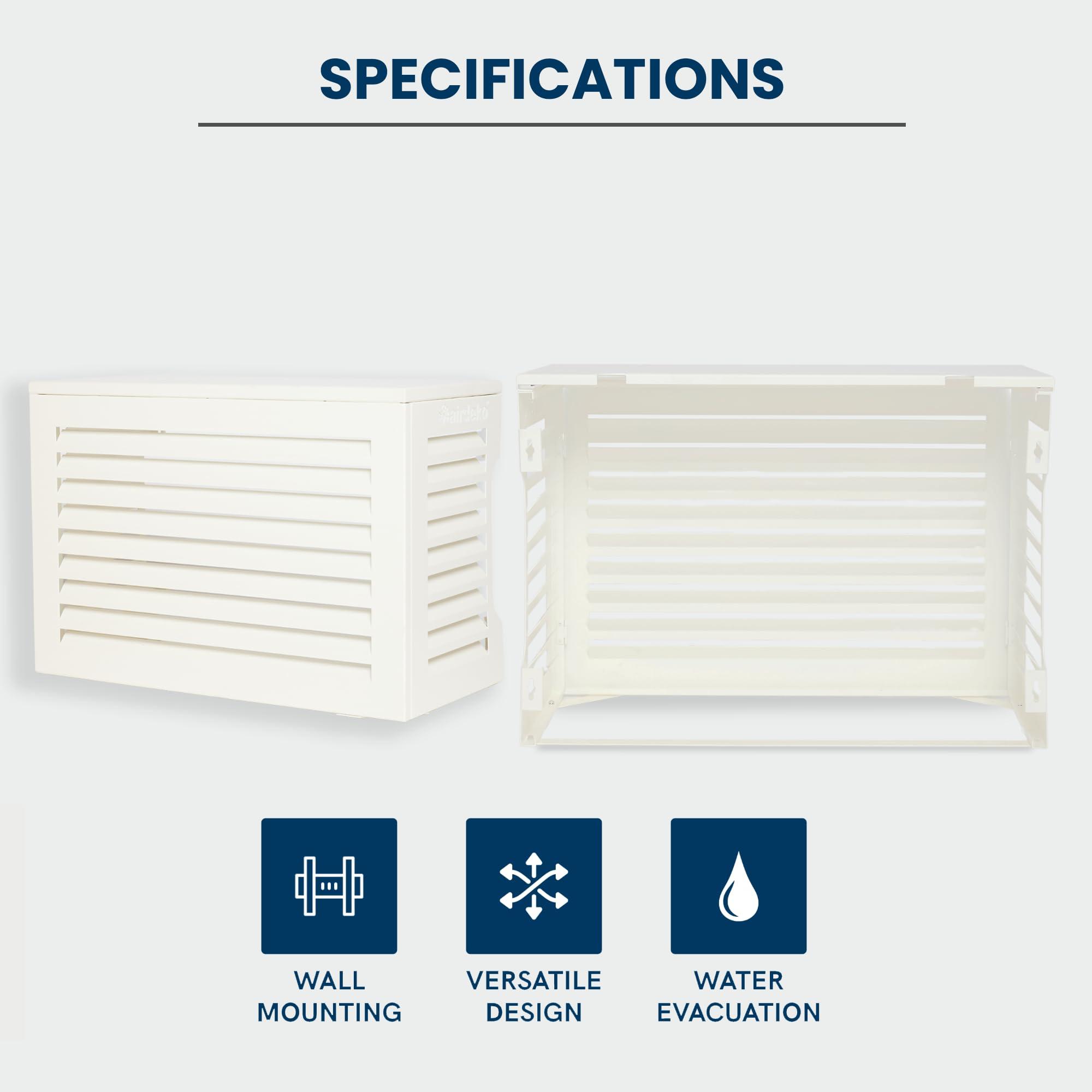 airdeko Airdeko's Mini Split AC Cover for Outside Units Sturdy Aluminum, Optimal Performance & Protection of Mini Split System Outdoor Condenser Compatible with Airdeko's Anti-Theft System (White, Small)