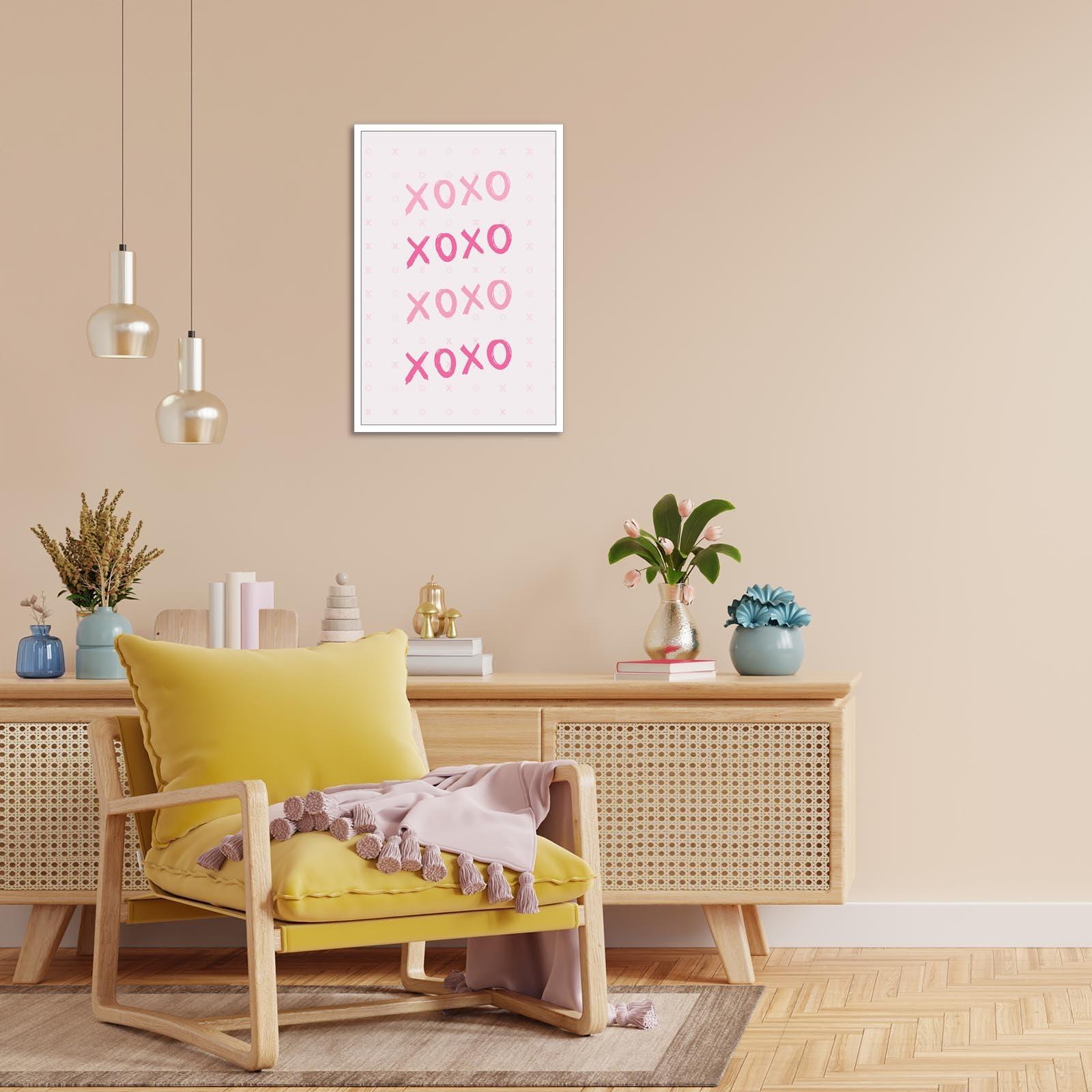 HomeLoft Basics Pink Xo Wall Art Preppy Grily Poster Minimalist Cute Girl Room Wall Decor Watercolor Aesthetic Xo Prints Painting For Home Bathroom Bedroom Living Room Apartment 12x16in Unframed