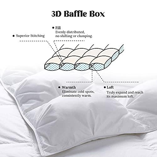 puredown puredown® Goose Down Comforter King Size, 800 Fill Power, 100% Cotton Winter Oversized Down Duvet Insert 700 Thread Count, Heavyweight Cloud Fluffy Pinch Pleat Extra Warmth
