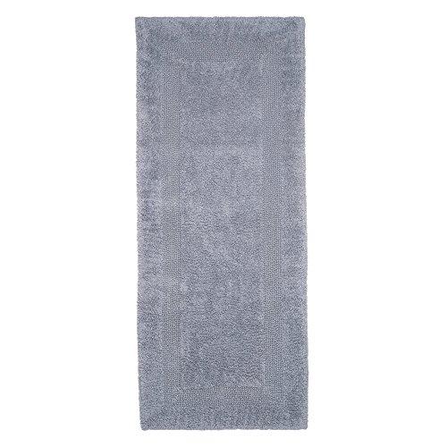 Lavish Home Cotton Bath Mat- Plush 100 Percent Cotton 24x60 Long Bathroom Runner- Reversible, Soft, Absorbent, and Machine Washable Rug by Lavish Home (Silver)