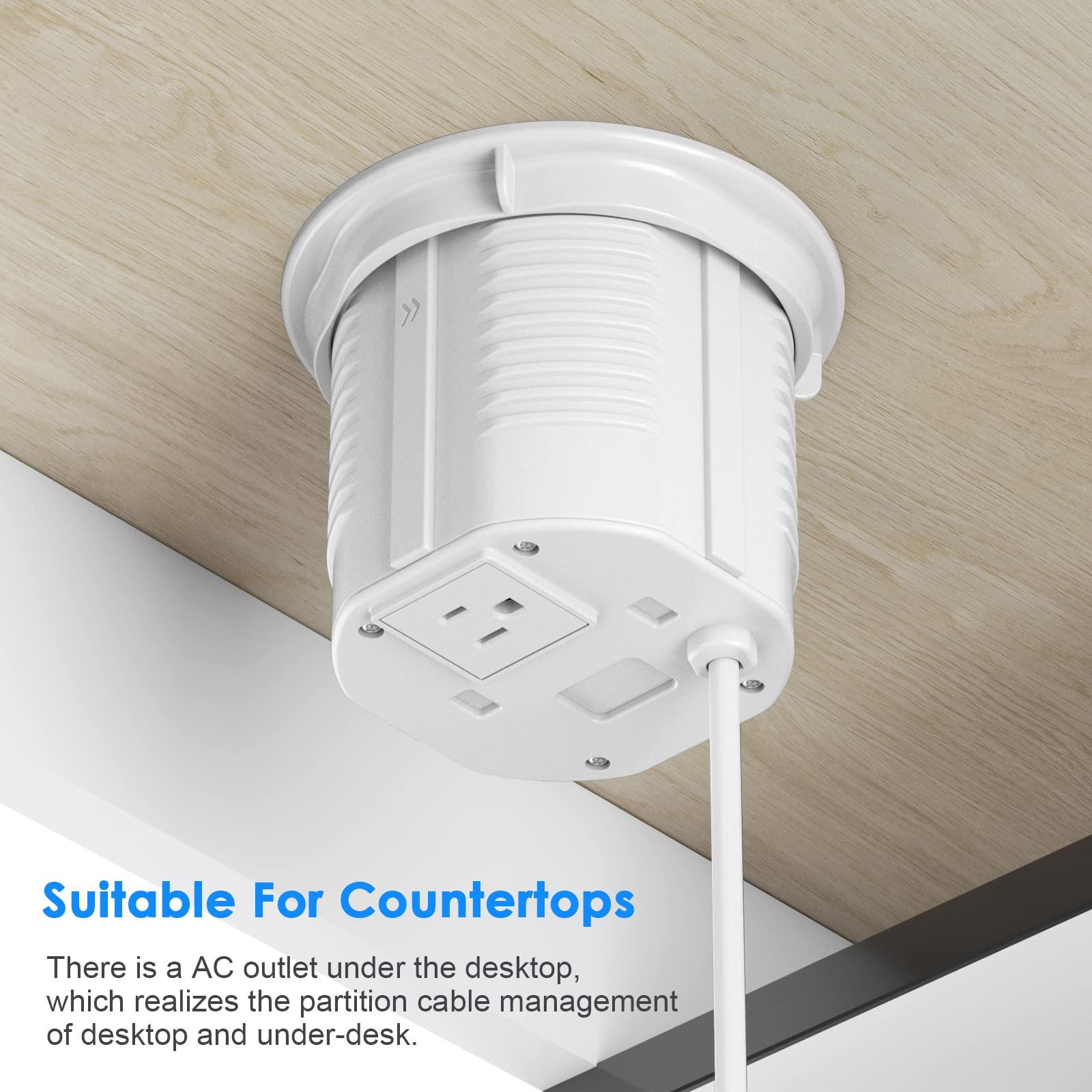 ANNQUAN ANNQUAN Pop Up Outlet for Countertop with 20W USB-C,4.7inch Pop Up Power Outlet,15W Wireless Charger,4 Outlets,1 USB-C,1 USB-A,Pop Up Electrical Outlet for Kitchen Conference Garage Workbench(White)