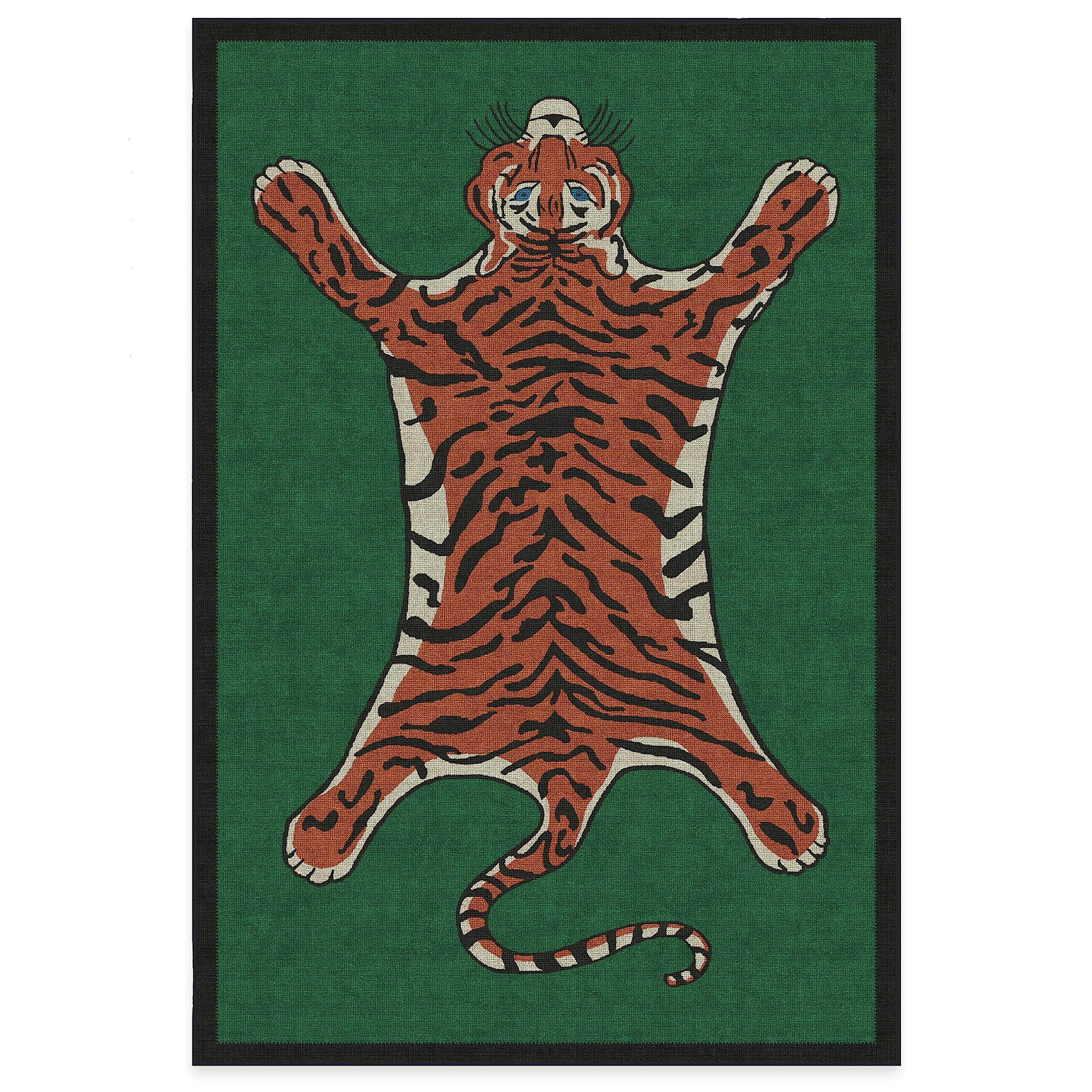 RUGGABLE RUGGABLE x Jonathan Adler Washable 6x9 Area Rug, Tiger Emerald, Premium Modern Rugs for Living Room, Bedroom, Kitchen, Office, Classroom with Gripper Non Slip Pad