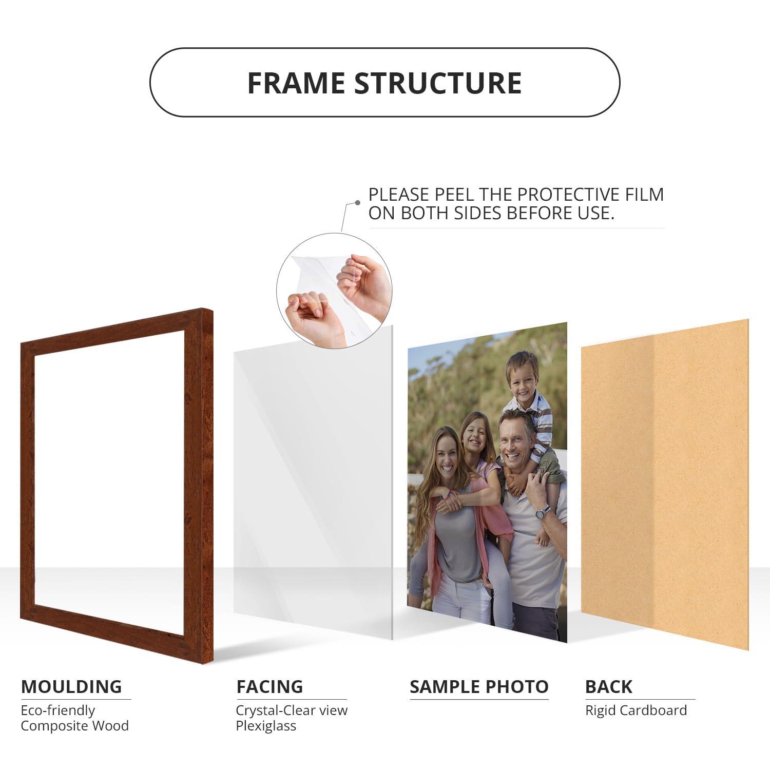 wallsthatspeak wallsthatspeak 23x33 Dark Walnut Rustic Pine Picture Frame for Puzzles Posters Photos or Artwork (4-Pack)