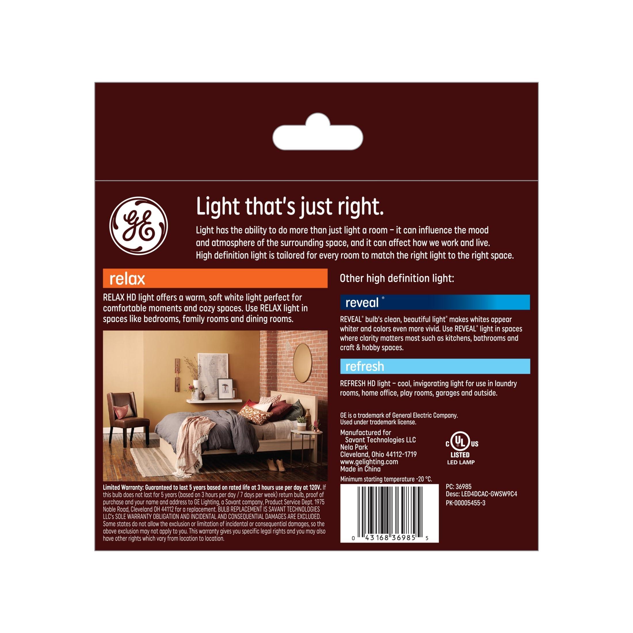 GE GE Relax LED Light Bulbs, 40 Watt, Soft White Candle Lights, Decorative Light Bulbs, Frosted, Small Base (36985), 4 Bulbs