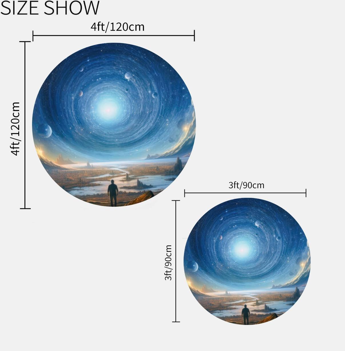 ZaCosy Round Rug 4ft Circle Area Rug Depiction a Space Explorer Standing Alone a Foreign Planet observing Carpet Washable Small Round Rugs for Bedroom Aesthetic Bathroom Laundry Living Room Kitchen Outdoor