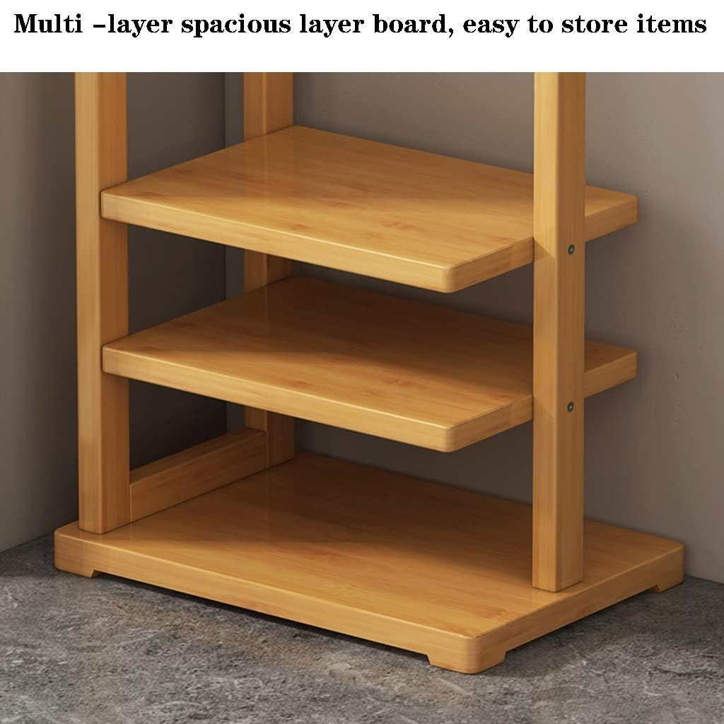 HomeLoft Basics Coat Tree Freestanding Bamboo Wood Garment Rack, Corner Clothes Hanging Rack, 50 * 36 * 162cm, Space Saver (Khaki)