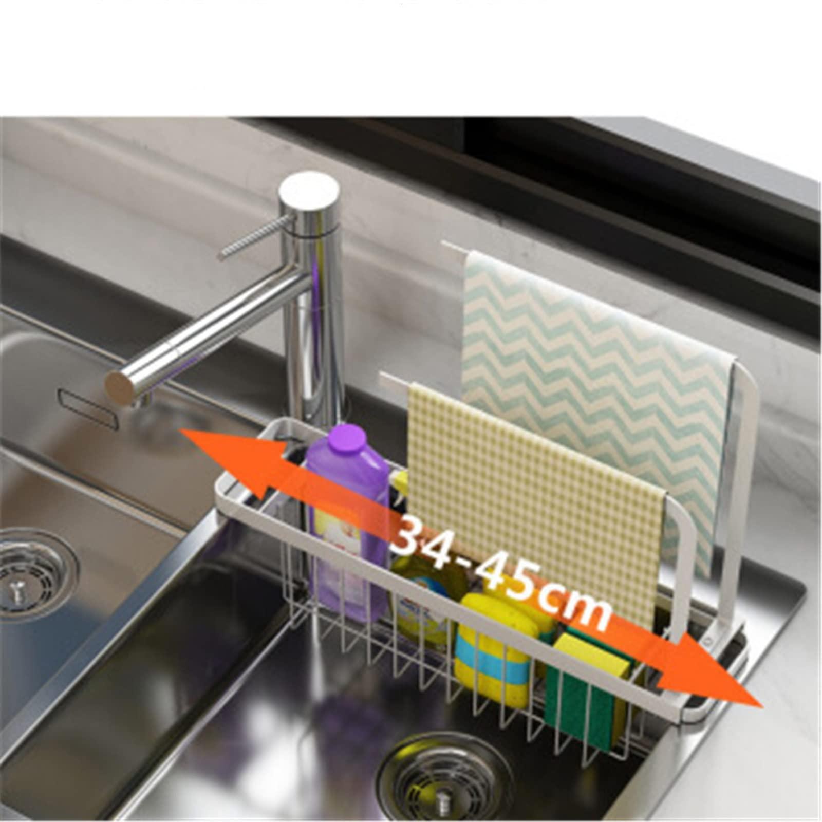 MBVHVVJC MBVHVVJC Washcloth Holder Kitchen Telescopic Rag Rack Cloth Rag Rack for Kitchen Bathroom(White)