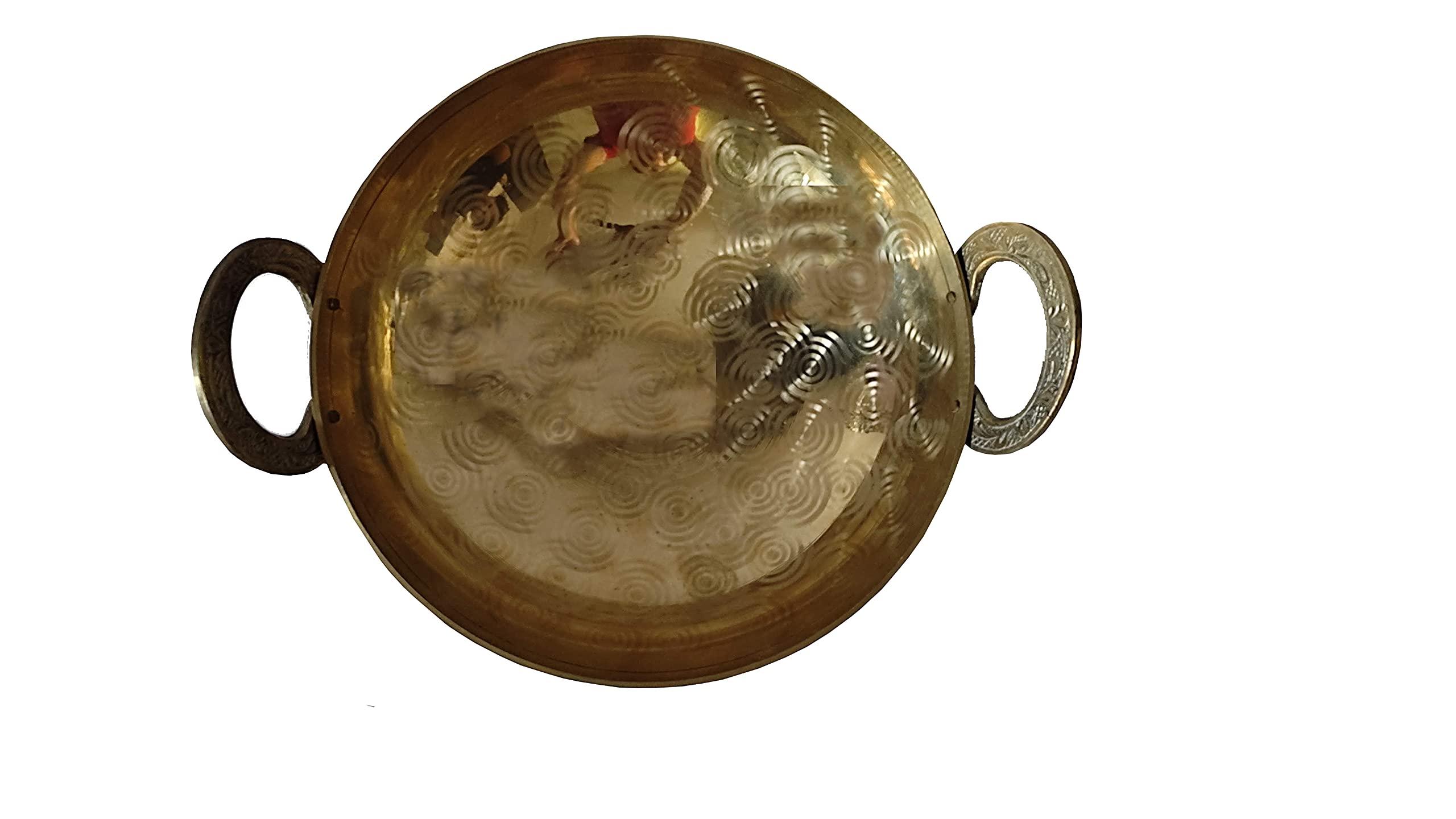 Online India Indian traditional Brassware I Brass Kadahi I Brass Kadai Pots & Pan Cooking Woks I Brass Kadai I Brass Wok I Size: 10 inches