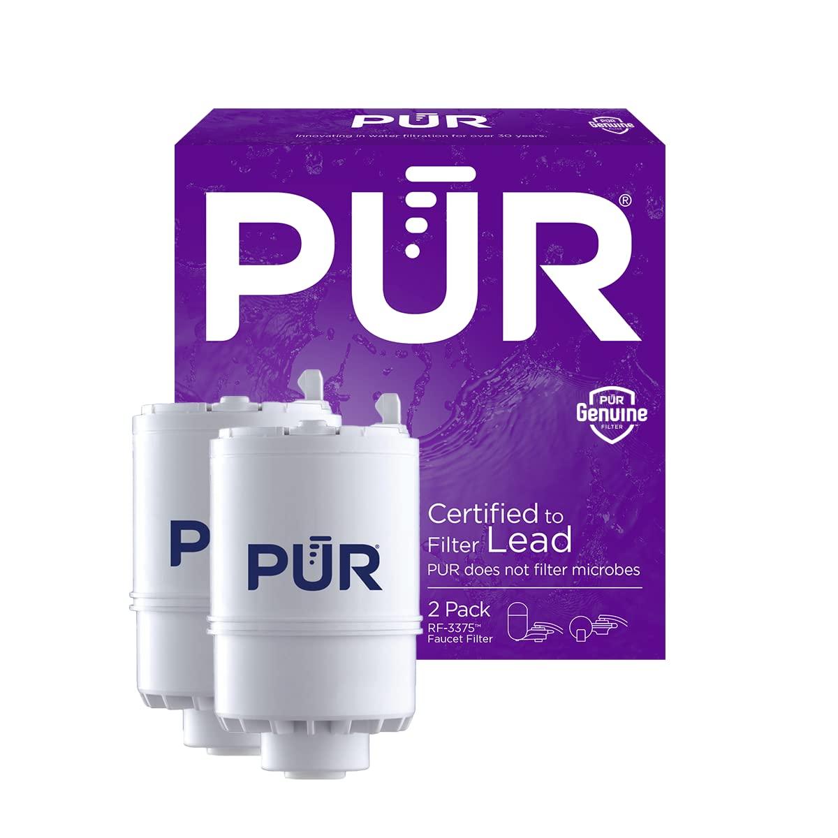 PUR PUR Faucet Mount Replacement Filter 2-Pack, Genuine PUR Filter, 2-in-1 Powerful Filtration, Includes Lead Removal, 6-Month Value, White (RF33752)