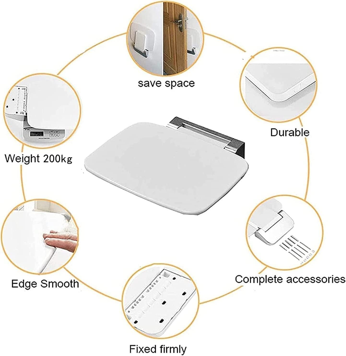 SHANSHUIYICHENG Wall-Mounted Foldable Shower Seat Bathroom Stool Folding Shower Seats and Benches, Folding Seat for Shower Bathroom Accessories Stool for Bath Chair Wall Mount Disabled Douche Chair