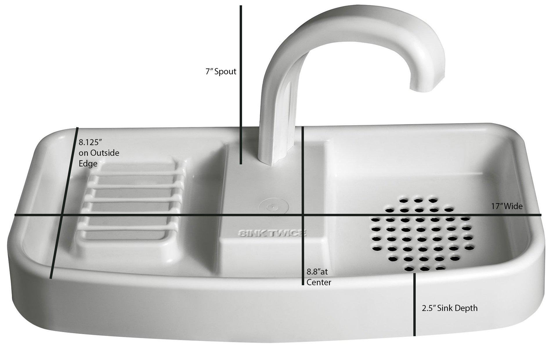 SinkTwice Sink Twice for toilet tanks measuring 15.25" - 16.8" (measured with lid off)