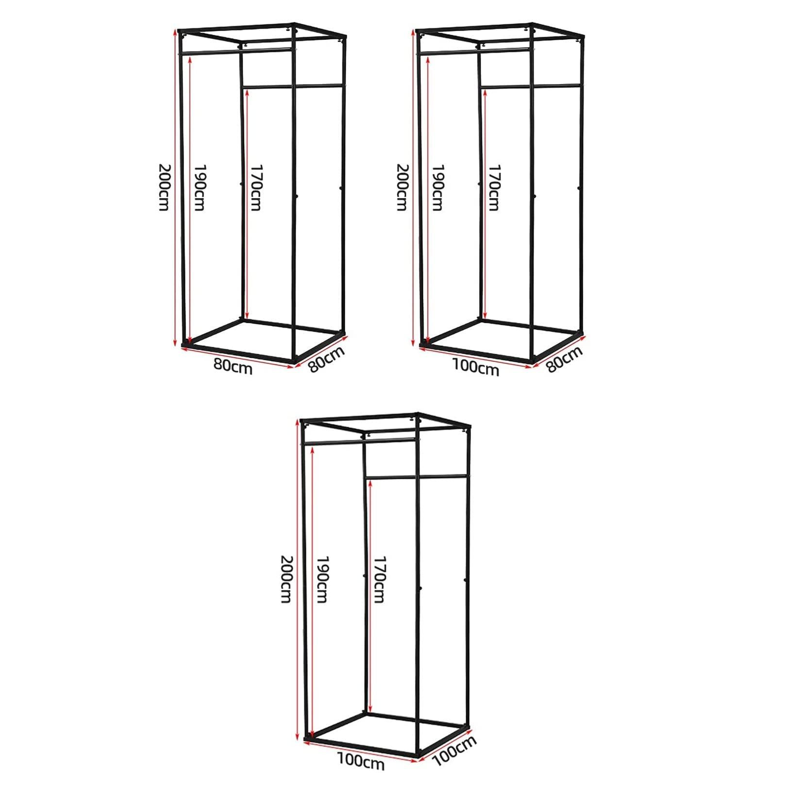 JMCAJIE Clothing Store Fitting Room,Portable Changing Room Divider,with Shading Curtain And Hook Up,Black Frame,Temporary Locker Room,for Office Boutiques Cloakroom ( Color : H , Size : L100xW80xH200CM )