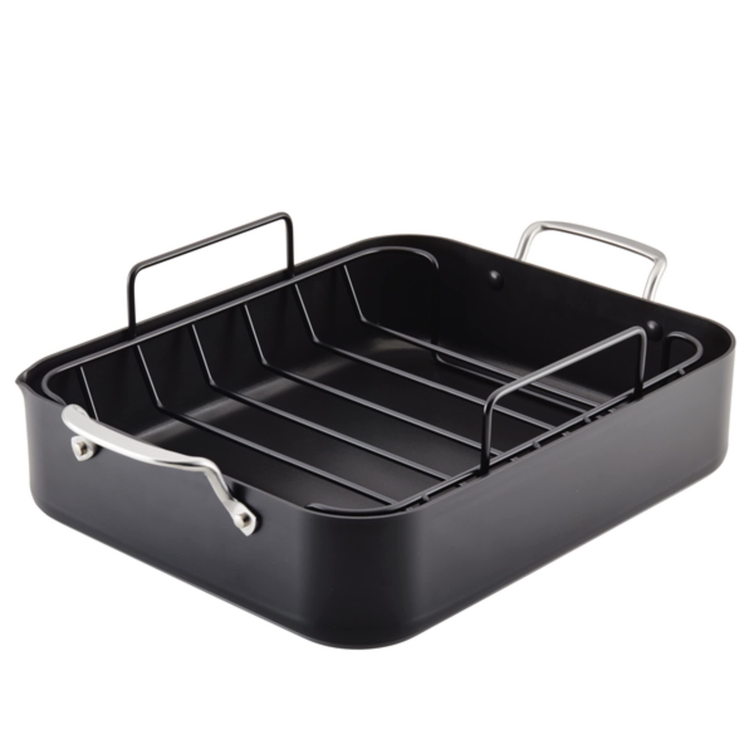 KitchenAid KitchenAid Hard Anodized Roasting Pan/Roaster with Removable Rack, 13 Inch x 15.75 Inch, Matte Black