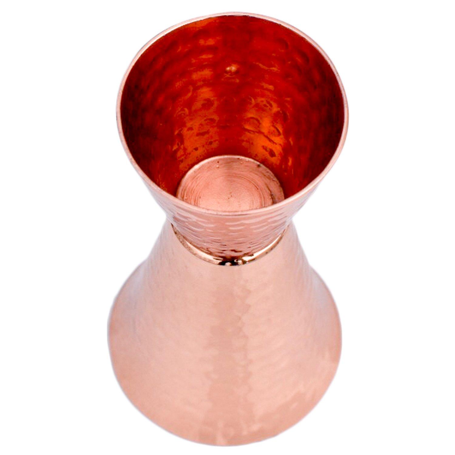 Prince of Scots Prince of Scots Premium Hammered Pure Solid Copper Double Side Jigger, 1 ounce and 2 ounce Cups with 5 marks for measurement