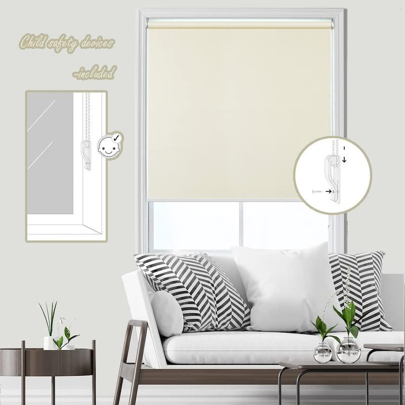fhsblinds FHSBLINDS Custom Blinds for Windows Roller Shades for Windows-Room Darkening Waterproof Blackout Cut to Size Window Blinds & Shades for Home Kitchen Bedroom Office (Ivory 100% Blackout, 38"W x 80"H)