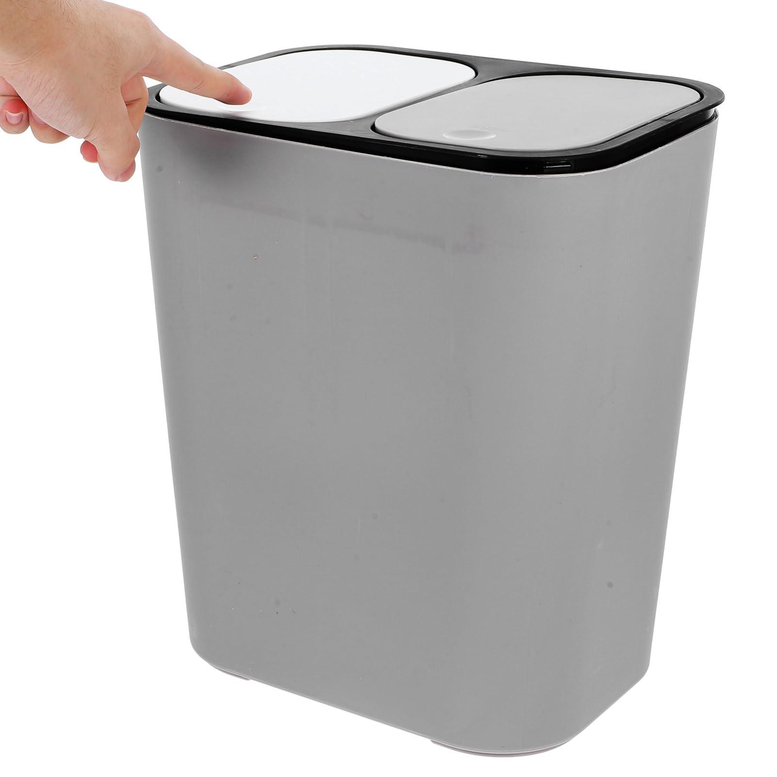 Veemoon Veemoon 15 L Kitchen Trash Can Dual Compartment Recycle Trash Can Open Double Garbage Bin Bucket Dry Wet Classified Wastebasket Rubbish Bin Liter Bin for Office Bathroom Home School Bedroom