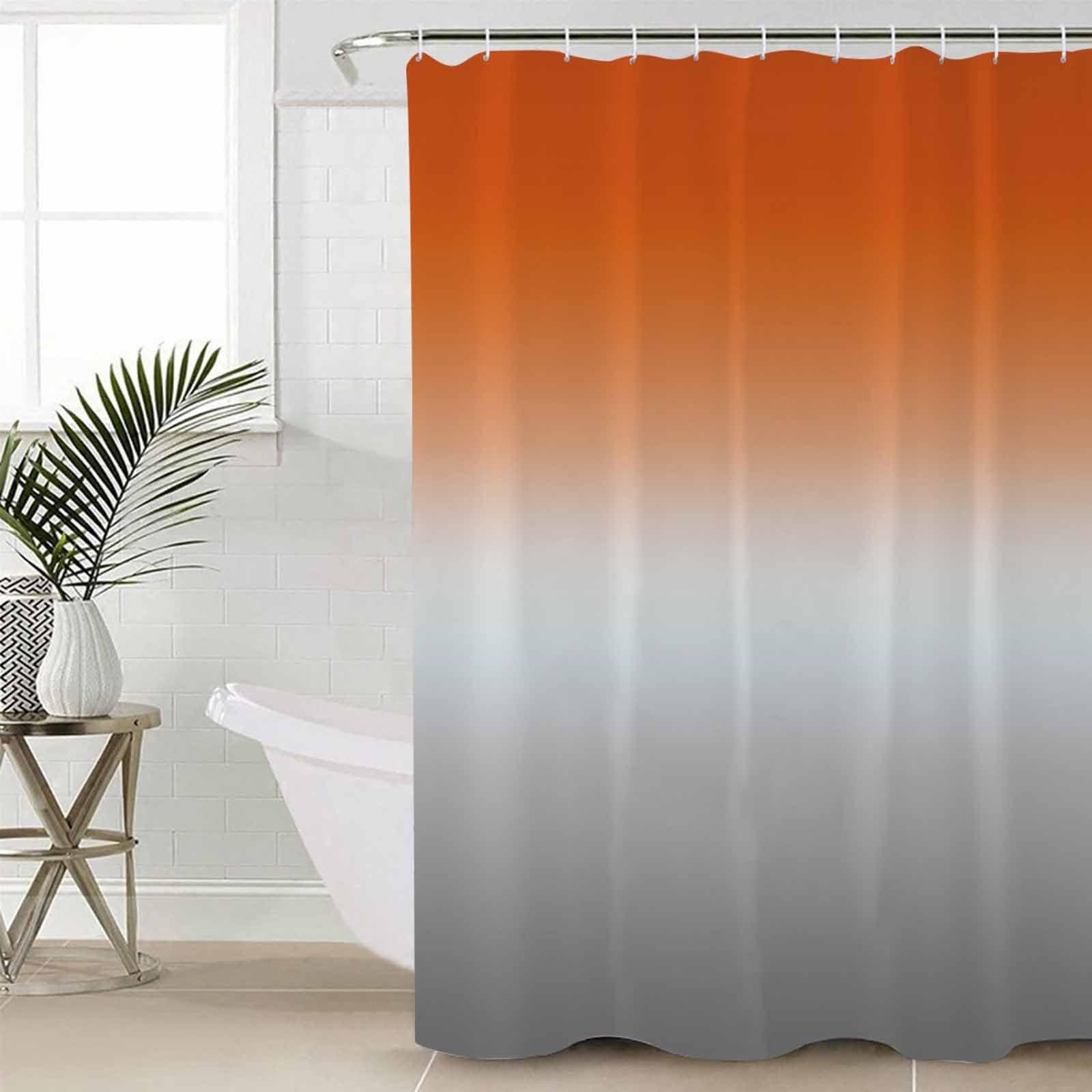 Wotrend Abstract Shower Curtain for Bathroom 72\" x 84\" Gradient Orange and Gray Shower Curtain with Hooks Polyester Waterproof Home Bathtub Decor