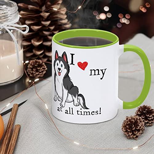 Funlucy Siberian Husky Funny Novelty Mugs I Love My Dogs at All Times Coffee Mug Ceramic Mug Tea Cup Birthday Christmas Mug Gift for Him Her Mother Father, 11 Oz