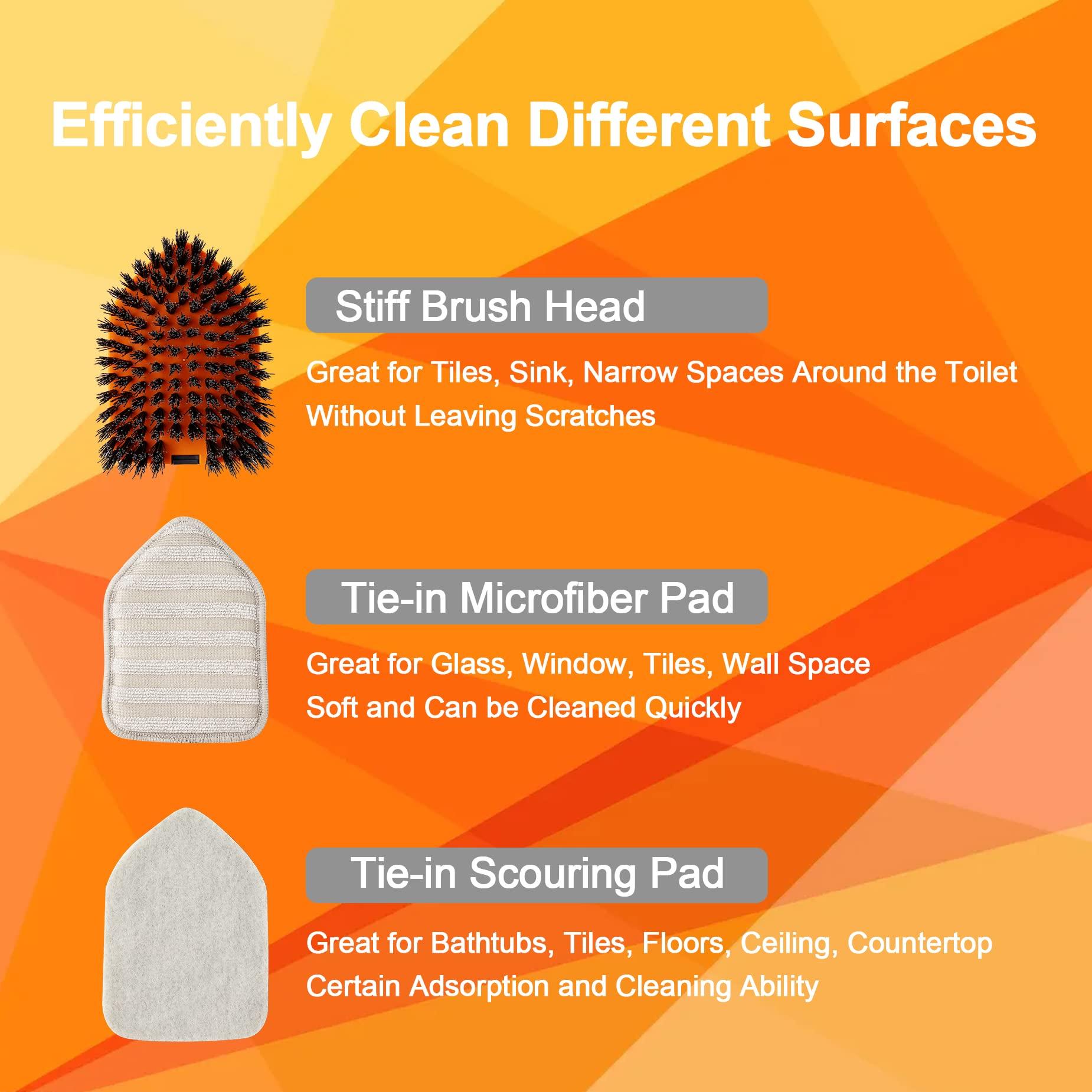 CLEANHOME CLEANHOME Tile Tub Scrubber Brush with 3 Different Function Cleaning Heads and 56\" Extendable Long Handle-No Scratch Shower Scrubber for Cleaning Bathroom Kitchen Toilet Wall,Bathtub,Sink,Grey
