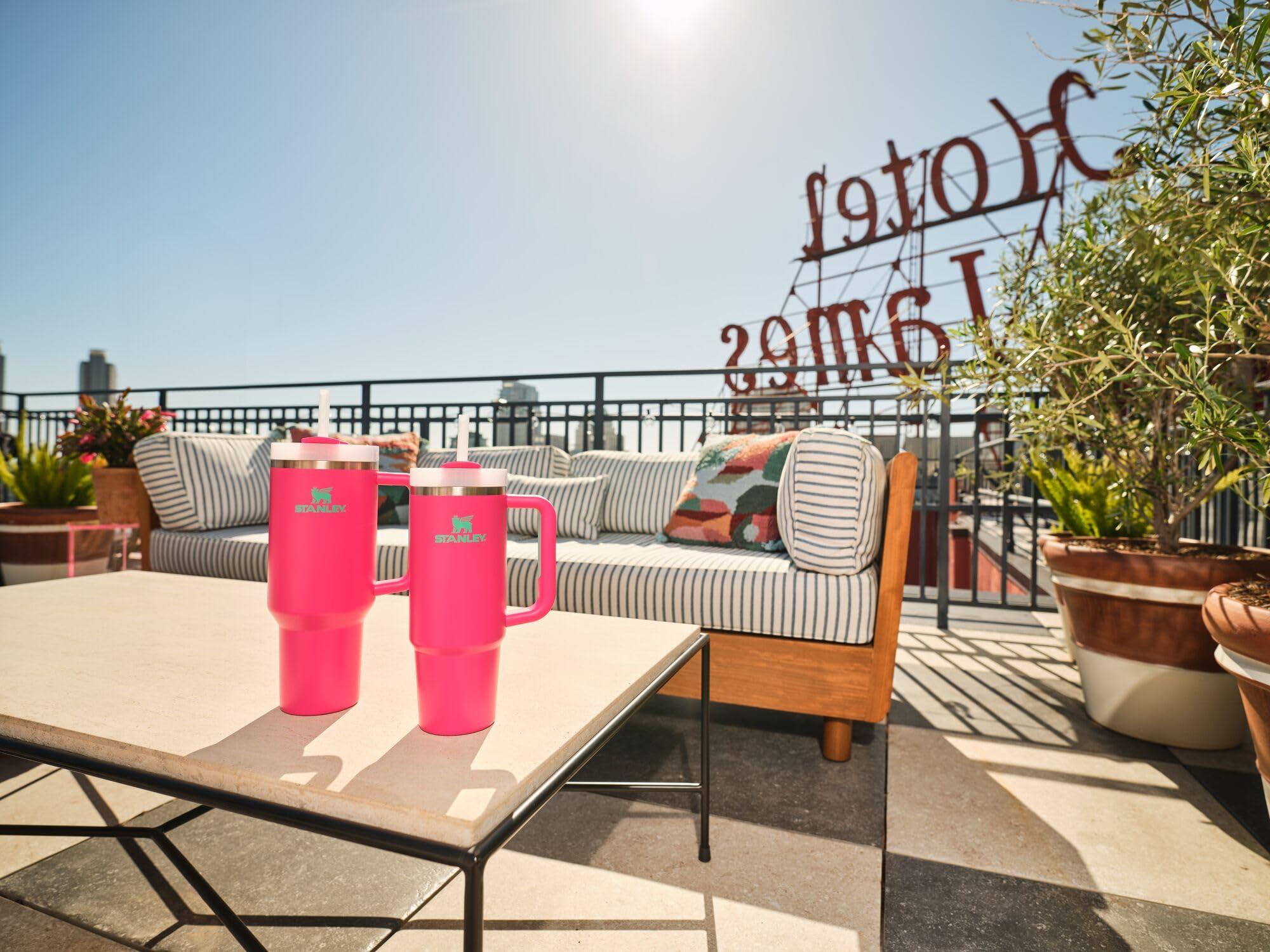 STANLEY Stanley Quencher H2.0 Tumbler with Handle & Straw 40 oz | Twist On 3-Way Lid | Cupholder Compatible for Travel | Insulated Stainless Steel Cup | BPA-Free | Passion Pink