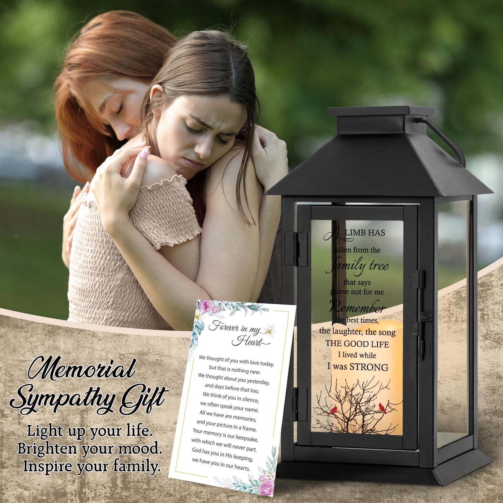 HN HAIINAA HN HAIINAA Memorial Lantern Bereavement Gifts in Memory of Loved One Memorial Gifts for Loss of Mother Loss of Father Remembrance Sympathy Gifts for Loss of Loved One with LED Candle and Remote