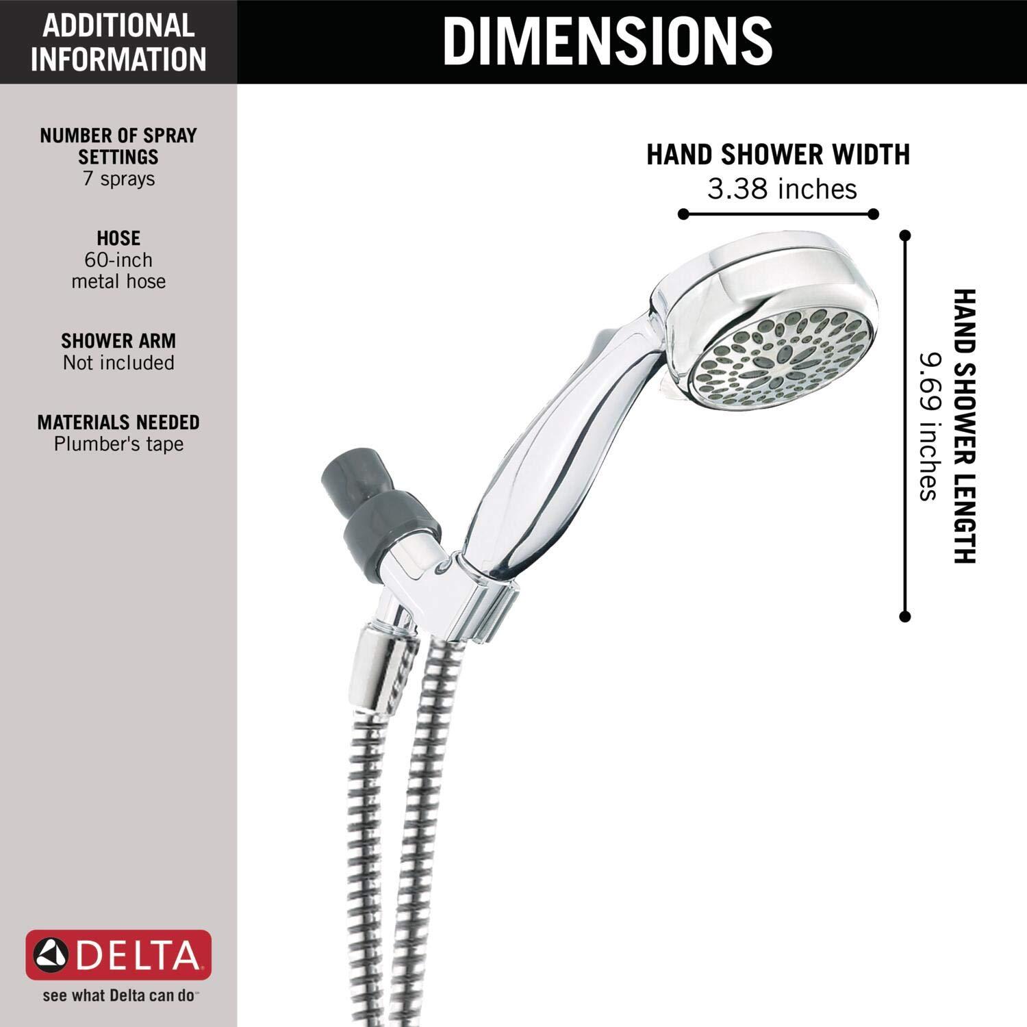 DELTA FAUCET Delta Faucet 7-Spray Touch-Clean Hand Held Shower Head with Hose, Chrome 75700