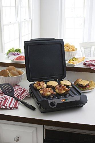 Hamilton Beach Hamilton Beach 3-in-1 Indoor Grill and Electric Griddle Combo and Bacon Cooker, Opens 180 Degrees to Double Cooking Space, Removable Nonstick Grids, (25600)
