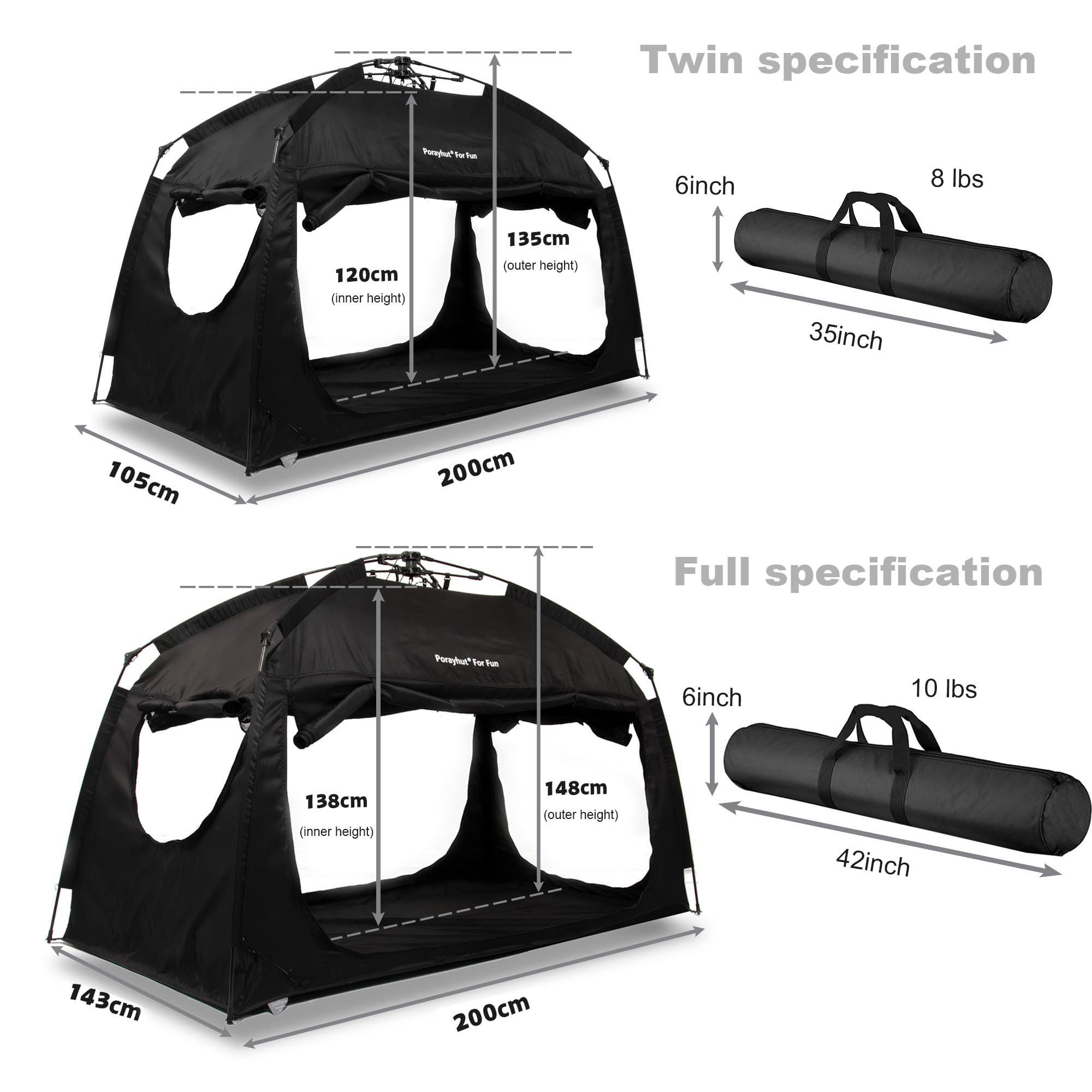 porayhut Indoor Instant Privacy Bed Tent for Sleeping,Quick Set-up Bed Canopies,Portable Bed Drapes with Large Space and 3 Doors (Black, Twin)