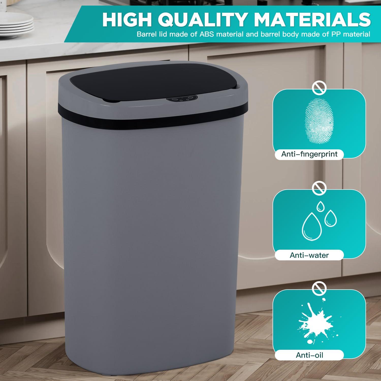 PayLessHere PayLessHere 13 Gallon Trash Can Kitchen Trash Can Automatic Garbage Can with Lid Touch Free High-Capacity Motion Sensor for Kitchen Bedroom Bathroom Office Wateproof Trash Bin (3, Gray)