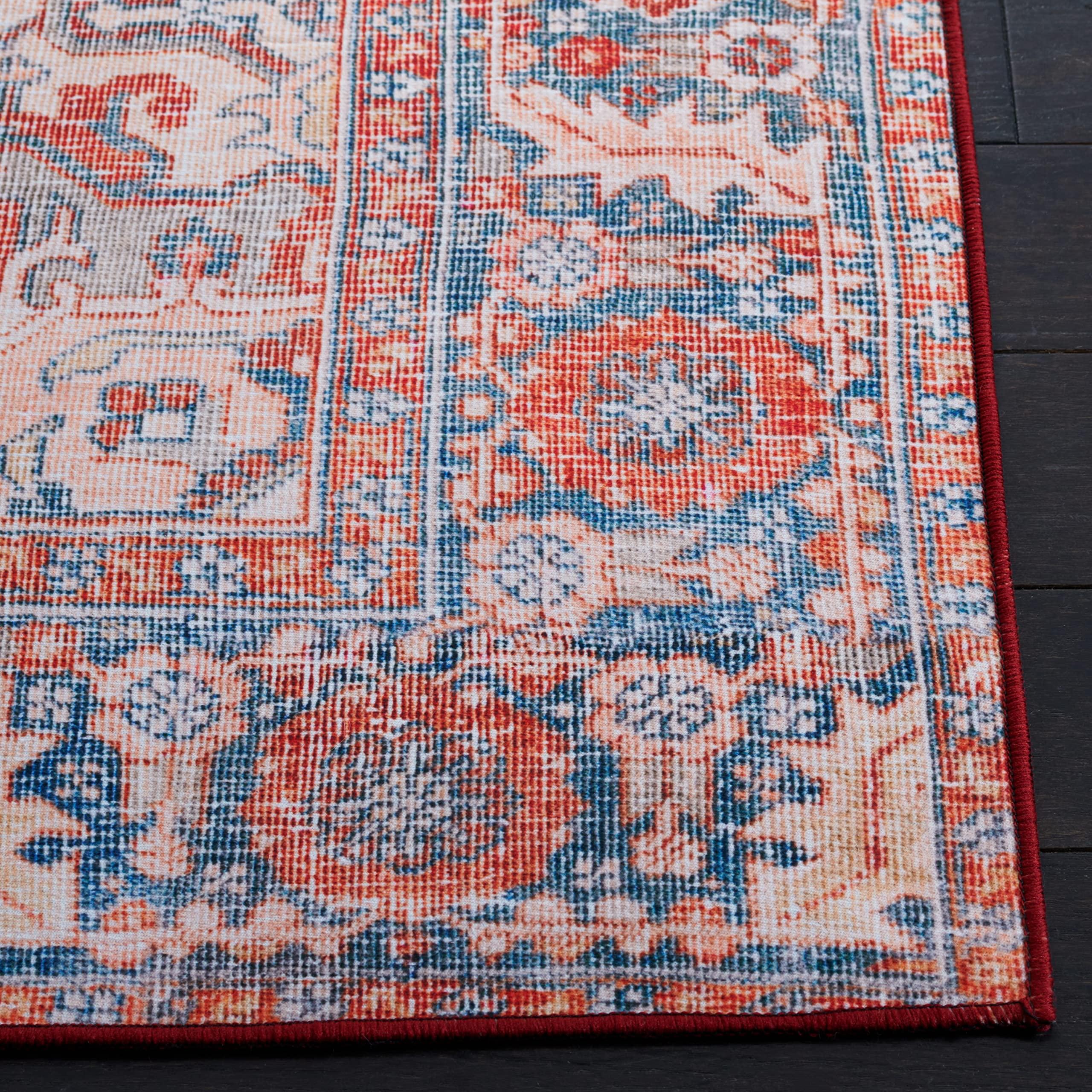 Safavieh SAFAVIEH Tucson Collection Area Rug - 8' x 10', Rust & Navy, Persian Medallion Design, Non-Shedding Machine Washable & Slip Resistant Ideal for High Traffic Areas in Living Room, Bedroom (TSN168P)