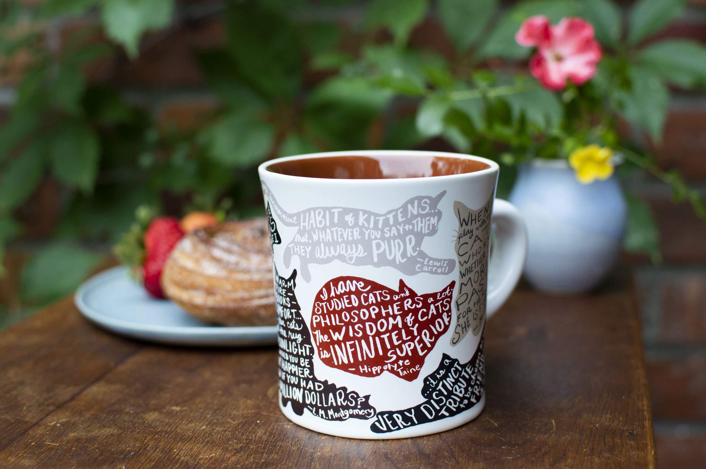 The Unemployed Philosophers Guild Literary Cat Mug - Kitten Quotes From Famous Writers Authors and Other Feline Lovers - Comes in a Fun Gift Box