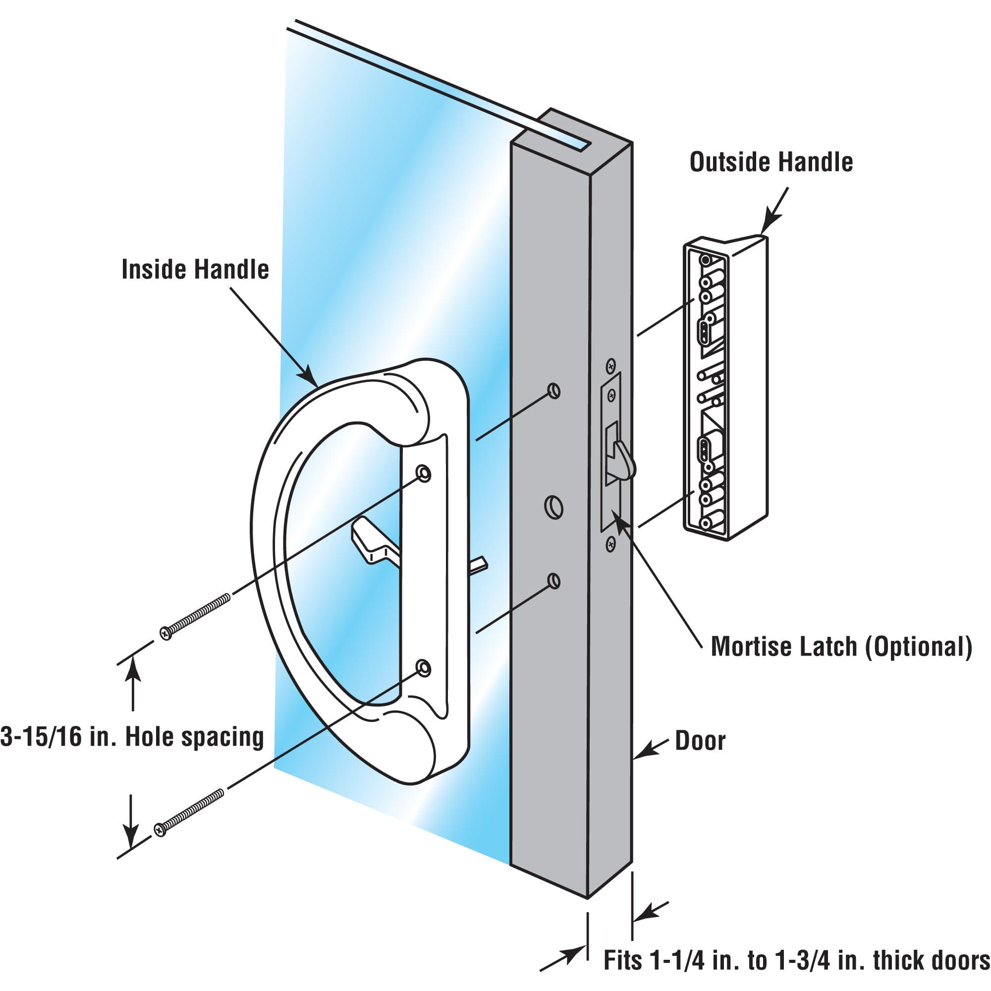 PRIME-LINE Prime-Line C 1224 Sliding Patio Door Handle Set - Replace Old or Damaged Door Handles Quickly and Easily Black Diecast, Mortise Style, Non-Keyed, Fits 3-15/16 Hole Spacing (1 Set)