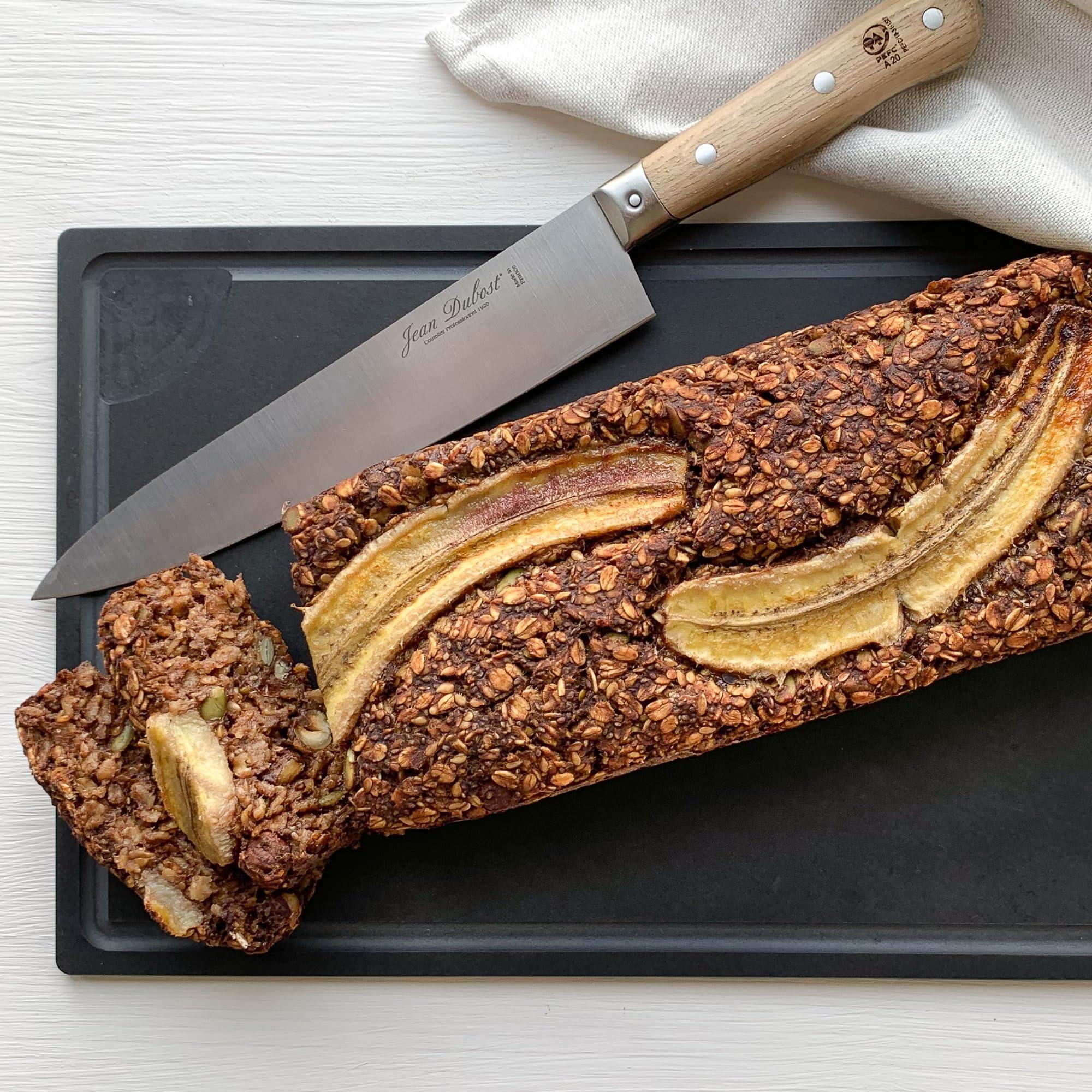 Jean Dubost Jean Dubost Oyster Opener, Olive Wood Handle - Rust-Resistant Stainless Steel - Includes Wooden Board - Made in France