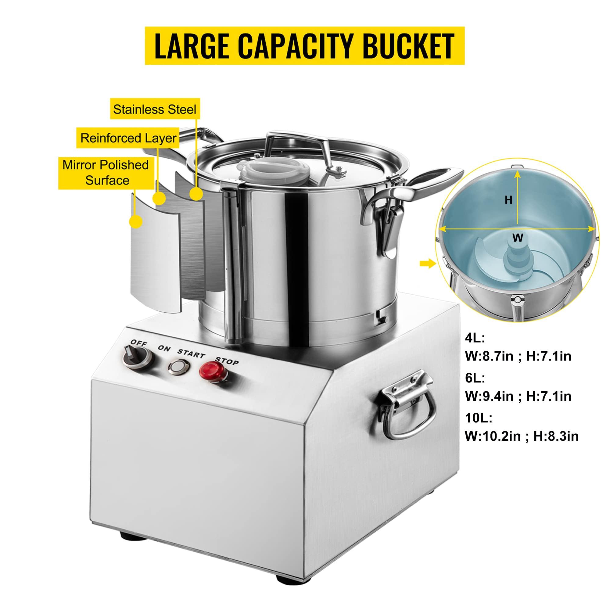 GagalU 4/6/10/15L Electric Automatic Chopper, Commercial Food Processors, Stainless Steel Electric Meat Vegetable Cutter Grinder, CE/FCC