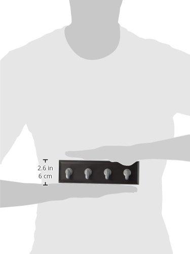 HIGH & MIGHTY HIGH & MIGHTY 515813 Key Rail Organizer Hook Rail, Easy Tool-Free Dry Wall Installation, Holds up to 10lbs, Medium, Espresso & Silver