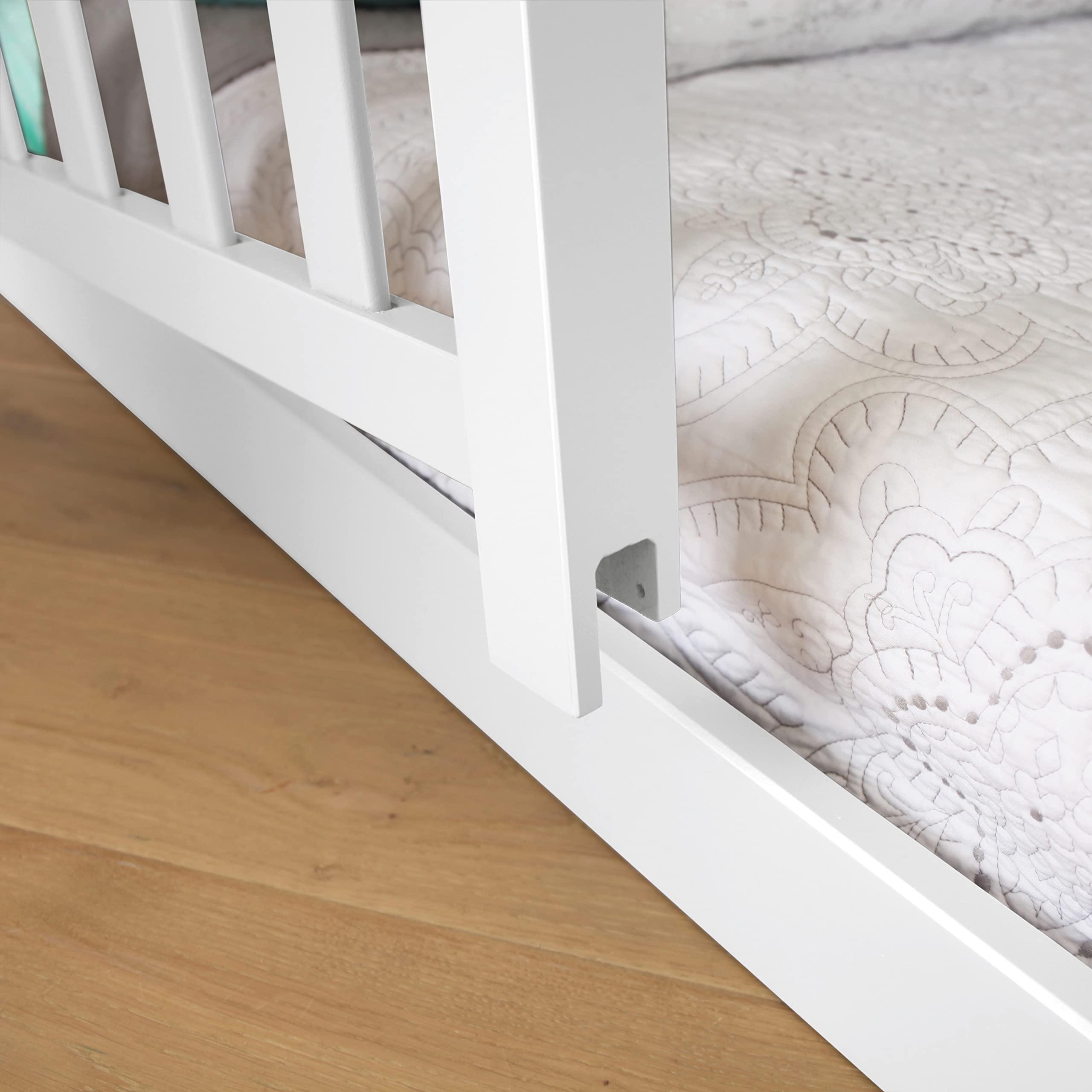 Max & Lily Max & Lily Low Bunk Bed, Twin-Over-Twin Bed Frame For Kids With 1 Guard Rail, White