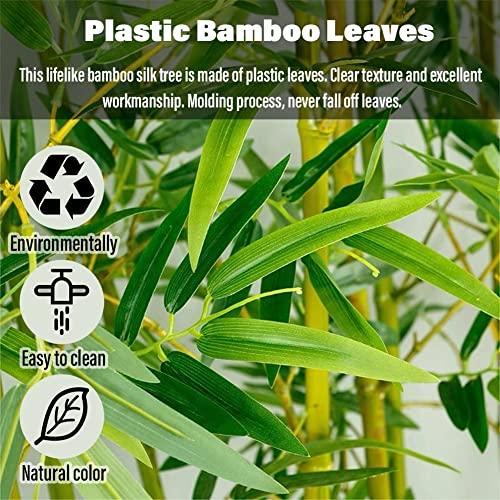 WAHHWF Outdoors Artificial Fake Bamboo Tree Faux Potted Plant with Wood Base, 3ft 4ft 5ft 6ft 6.5ft 7ft Tall Indoor Room Separator Divider DIY Decor Screen for Aquarium Restaurant Home Office ( Color : 1.8m