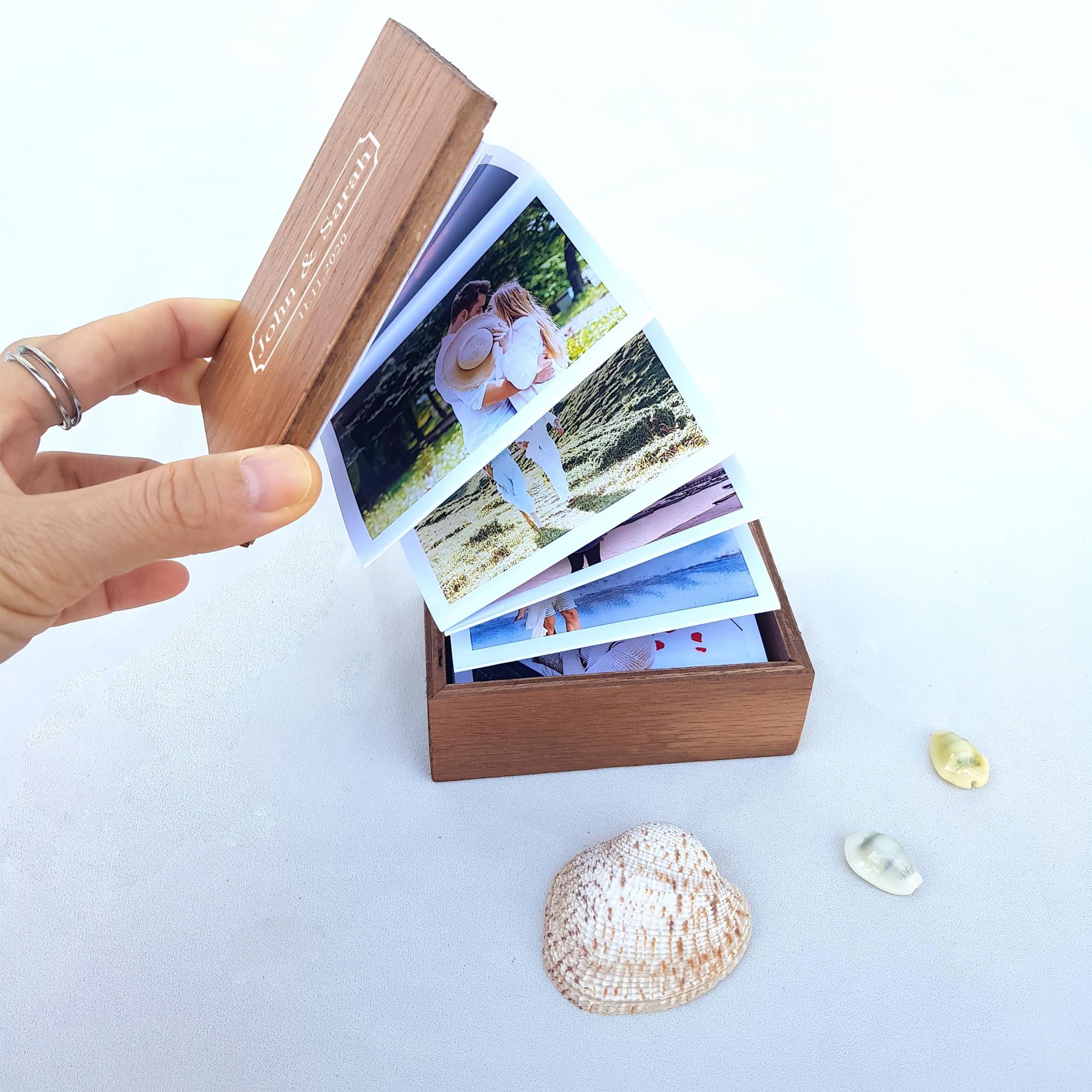 HomeLoft Basics Personalised Pull Out Photo Album Wooden Box, Personalized Text Explosion Gift Box, Wooden Photo Frame, Birthday Gift, Anniversary, Christmas, Wedding U12FR7