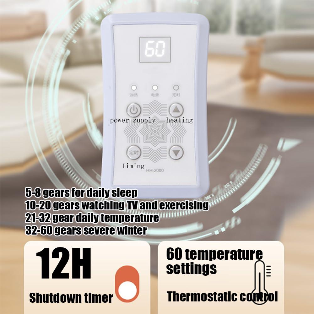 vhdurike vhdurike Extra Large Heated Floor Mat, Adjustable Temperature Electric Heated Foot Warmers, Radiant Heated Area Rug, Carbon Crystal Heating Pad for Office Home,150x200cm