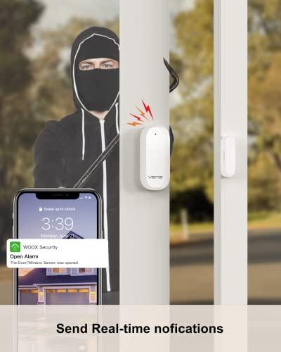 VENZ VENZ 4 Piece Wireless Home Security System - Optional 24/7 Professional Monitoring - No Contract - Compatible with Alexa and Google Assistant - DIY 4 Pieces-Kit with App Alert