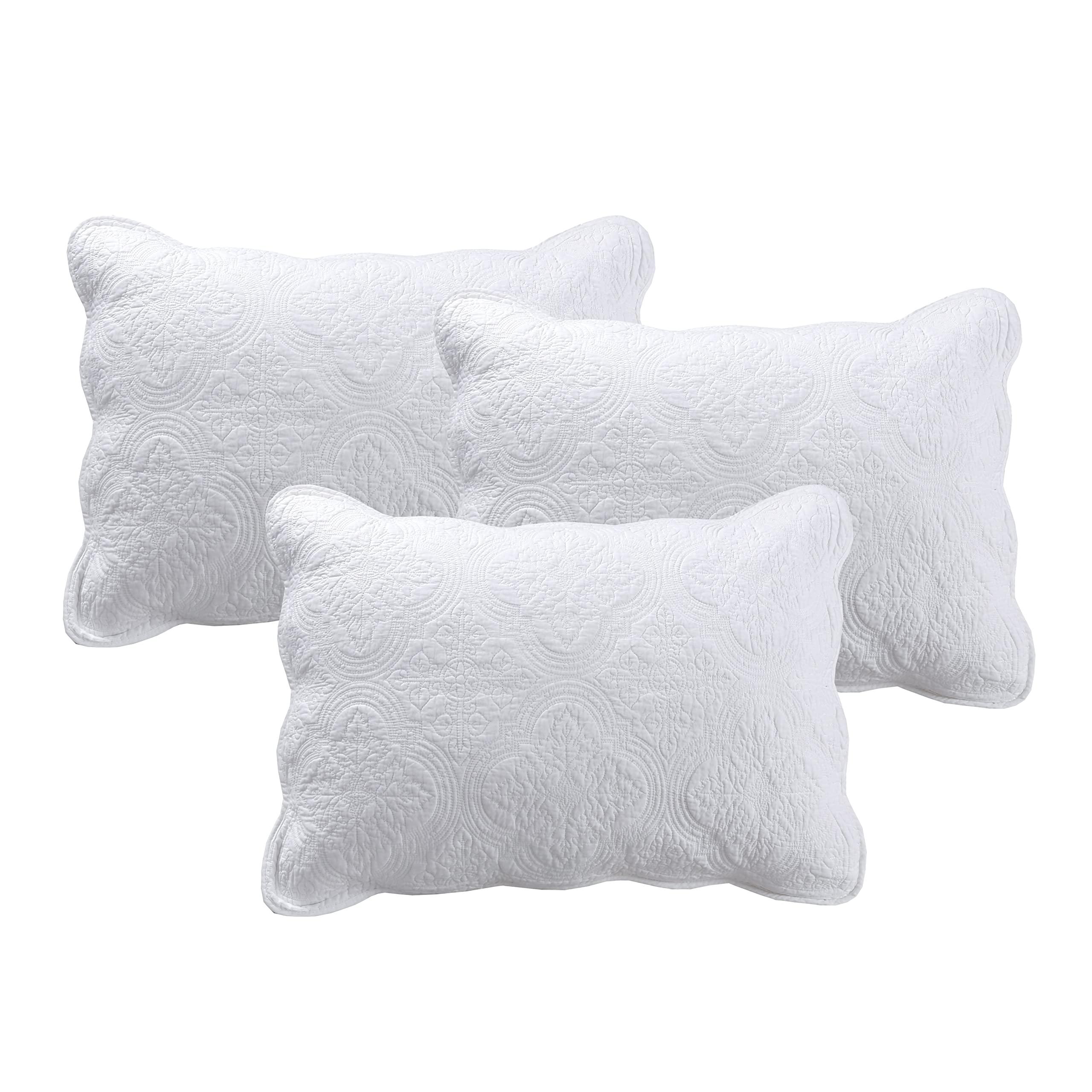 Cozy Line Home Fashions Cozy Line Home Fashions Victorian Medallion Matelass Floral Pure Solid White Scalloped Edge 6 Piece Microfiber Daybed Quilt Bedding Set