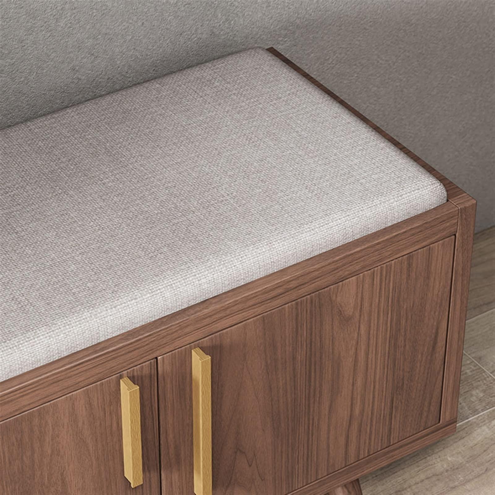 HARAY Shoe Rack Shoe Storage Bench, Entryway Bench with Door and Padded Cushion,Wooden Shoe Bench for Entryway, 2-Tier Shoe Rack Organizer for Entryway and Hallway Shoe Storage Organizer ( Color : Brass , S