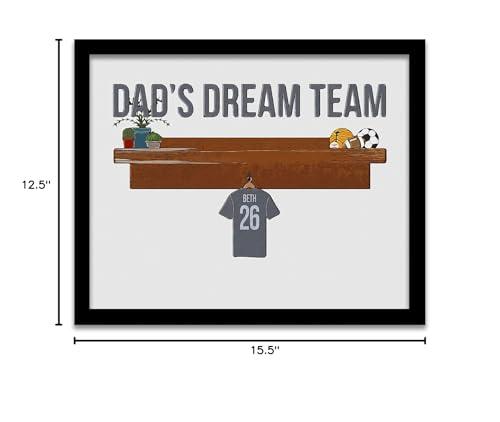 Personal-Prints Personal-Prints DAD's Dream Team | Personalized Father's Day Gift from Children | Names on Jerseys in Locker Rooms (12"x16" Float Framed Canvas, 1 Jersey)