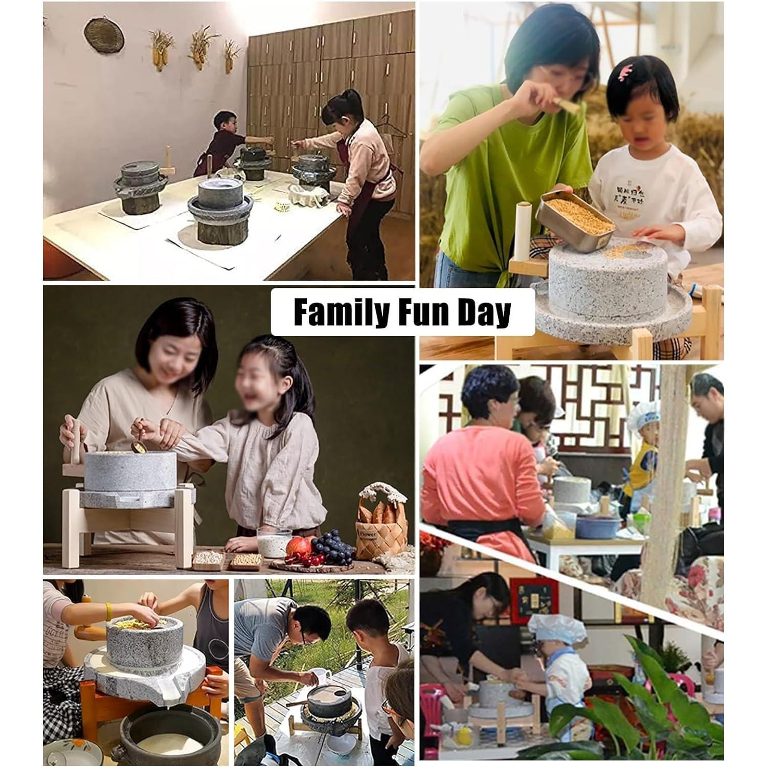 XQZMZSCP Hand Stone Mill, Blue Stone Mill/Pulverizer, Dry/Wet Mill, Nutmeg Grinder, Hand Crank, Classic Grain Grinder