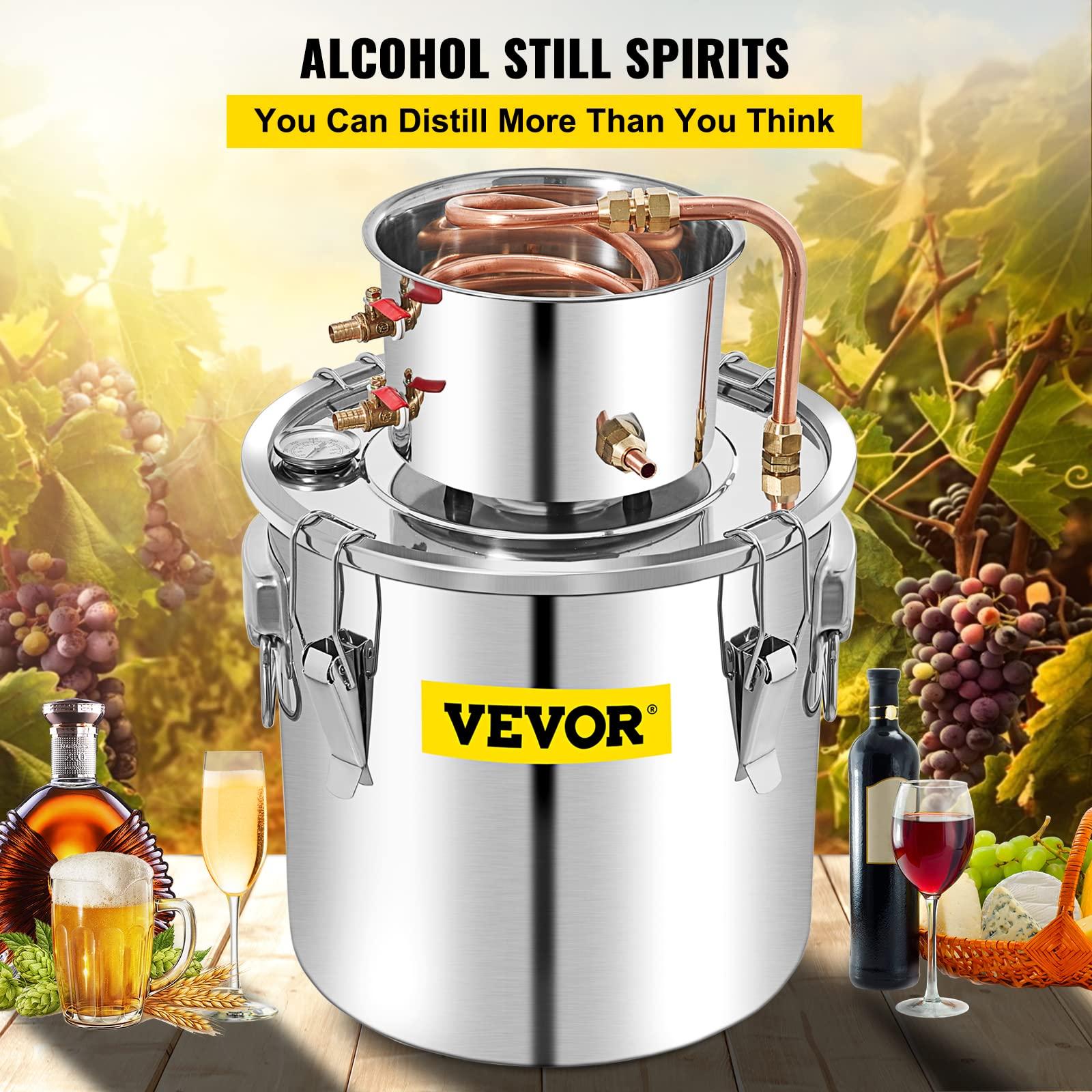 VEVOR VEVOR Alcohol Still 13.2Gal/50L Alcohol Distiller Stainless Steel Distillery Kit for Alcohol With Copper Tube & Pump Home Brewing Kit Build-in Thermometer for DIY Whisky Wine Brandy