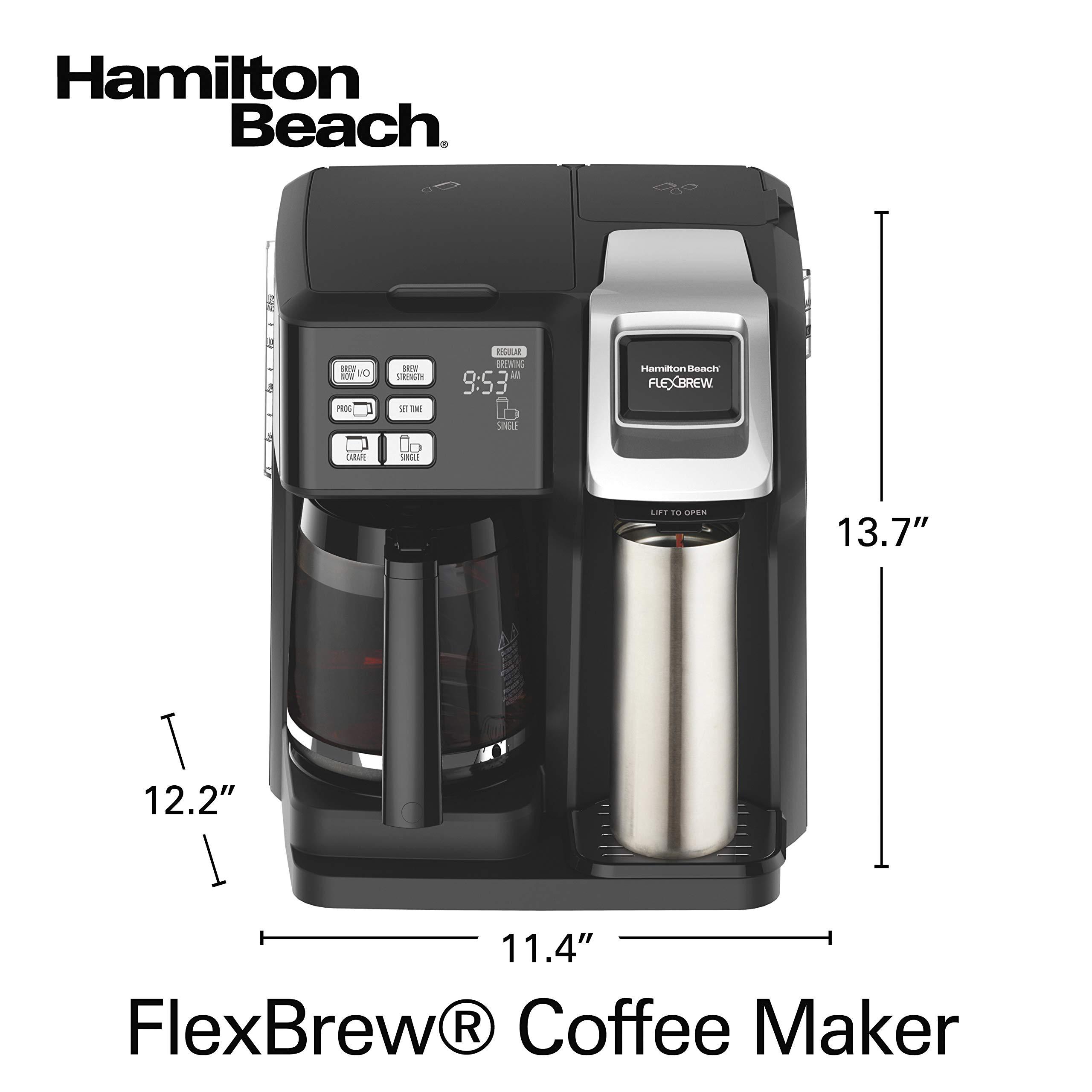 Hamilton Beach Hamilton Beach FlexBrew Trio 2-Way Coffee Maker, Compatible with K-Cup Pods or Grounds, Combo, Single Serve & Full 12c Pot, Permanent Gold-Tone Filter, Black & Silver