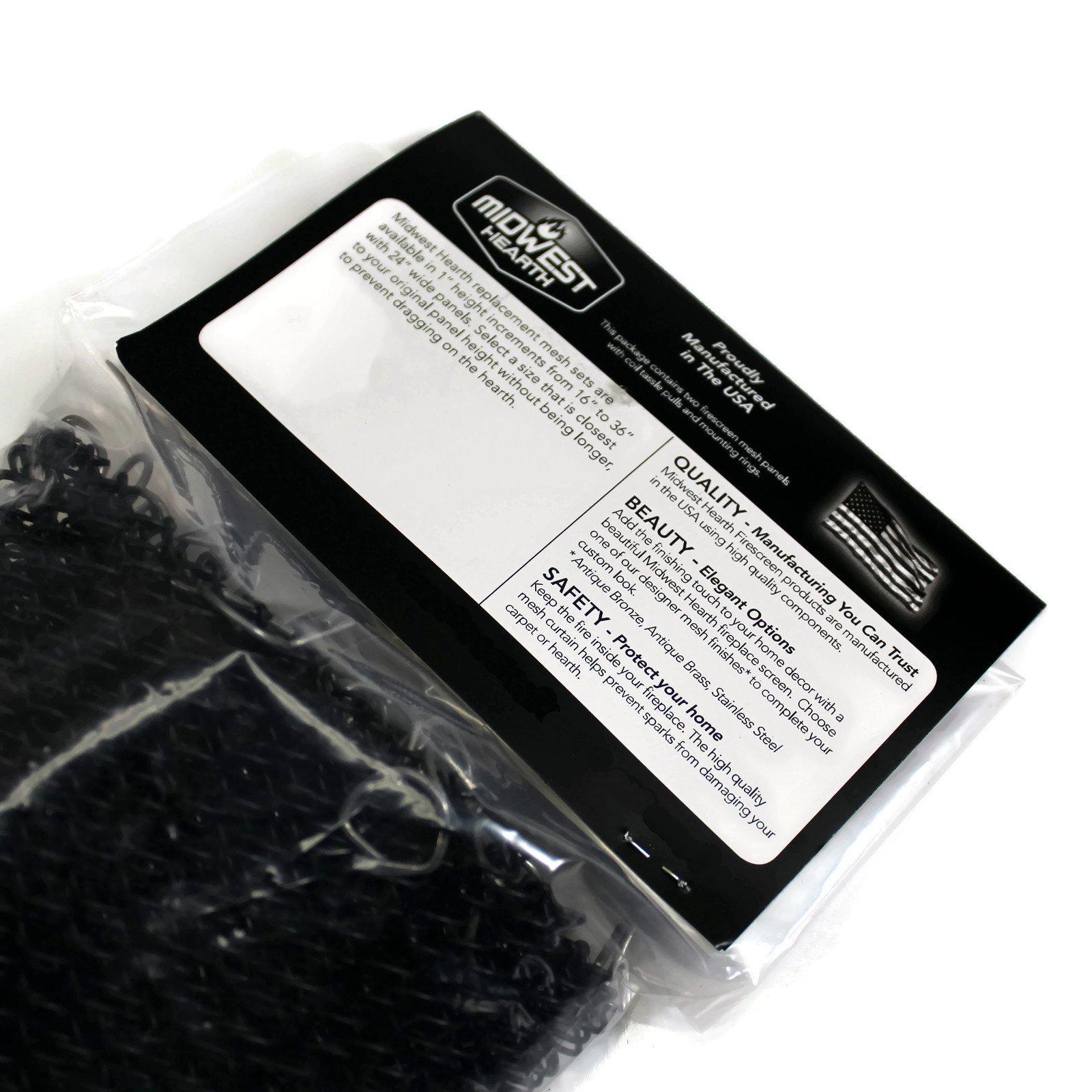 Midwest Hearth Midwest Hearth Fireplace Screen Mesh Curtain 35" High (Made in USA) Two 24" Wide Panels (Antique Bronze)