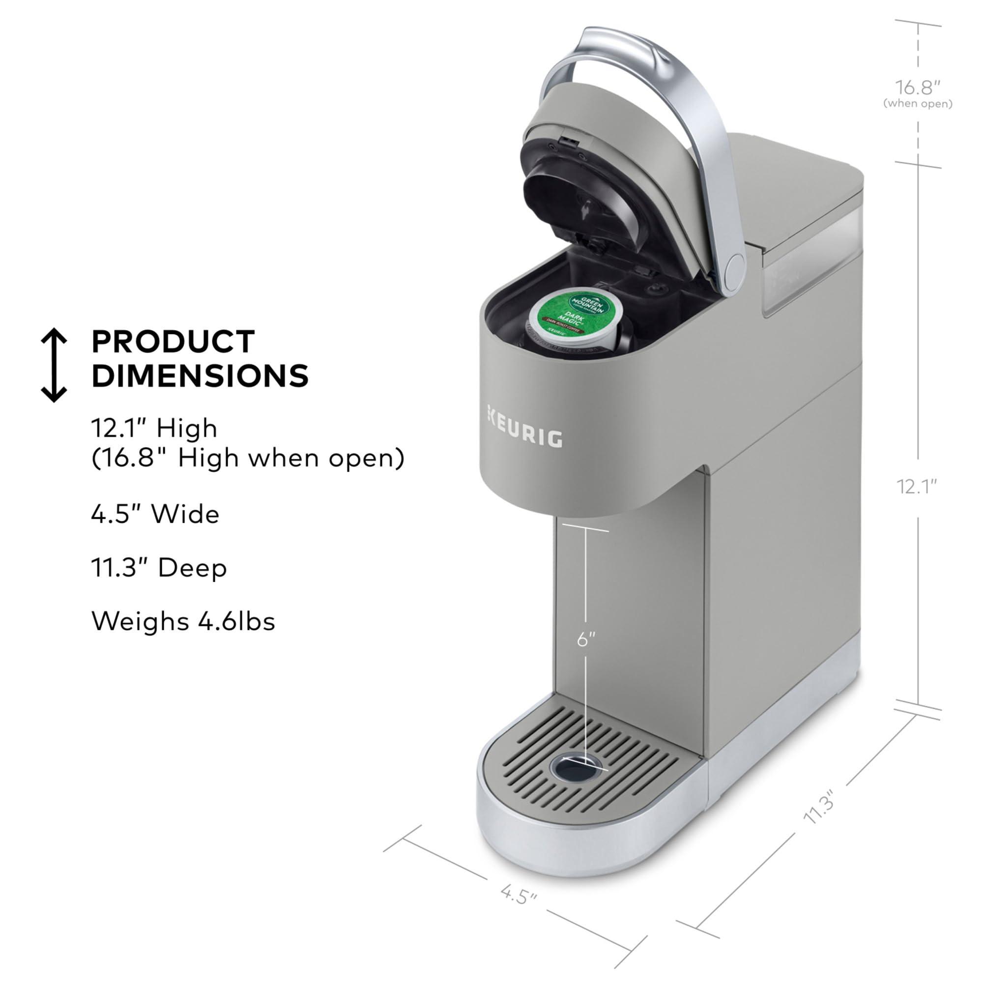 Keurig Keurig K-Mini Plus Single Serve K-Cup Pod Coffee Maker, with 6 to 12oz Brew Size, Stores up to 9 K-Cup Pods, Travel Mug Friendly, Studio Gray