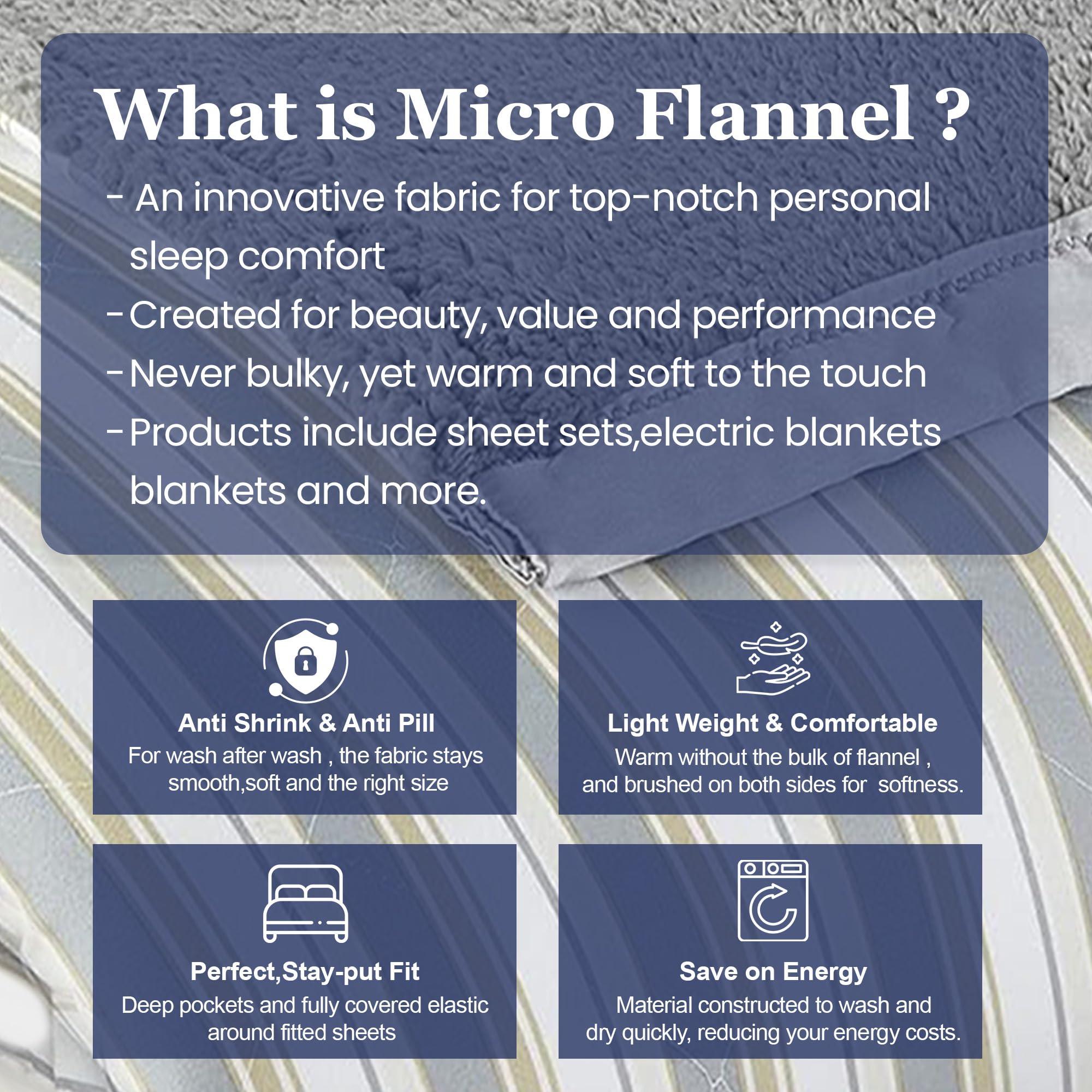 Thermee Thermee Micro Flannel Heated Blanket with Sherpa back, 10-Setting Electric Blanket Twin Size, Programmable Heating Blanket, Ultra-Soft Heated Throw Blanket, Fast Heating Thermal Blanket - City Stripe